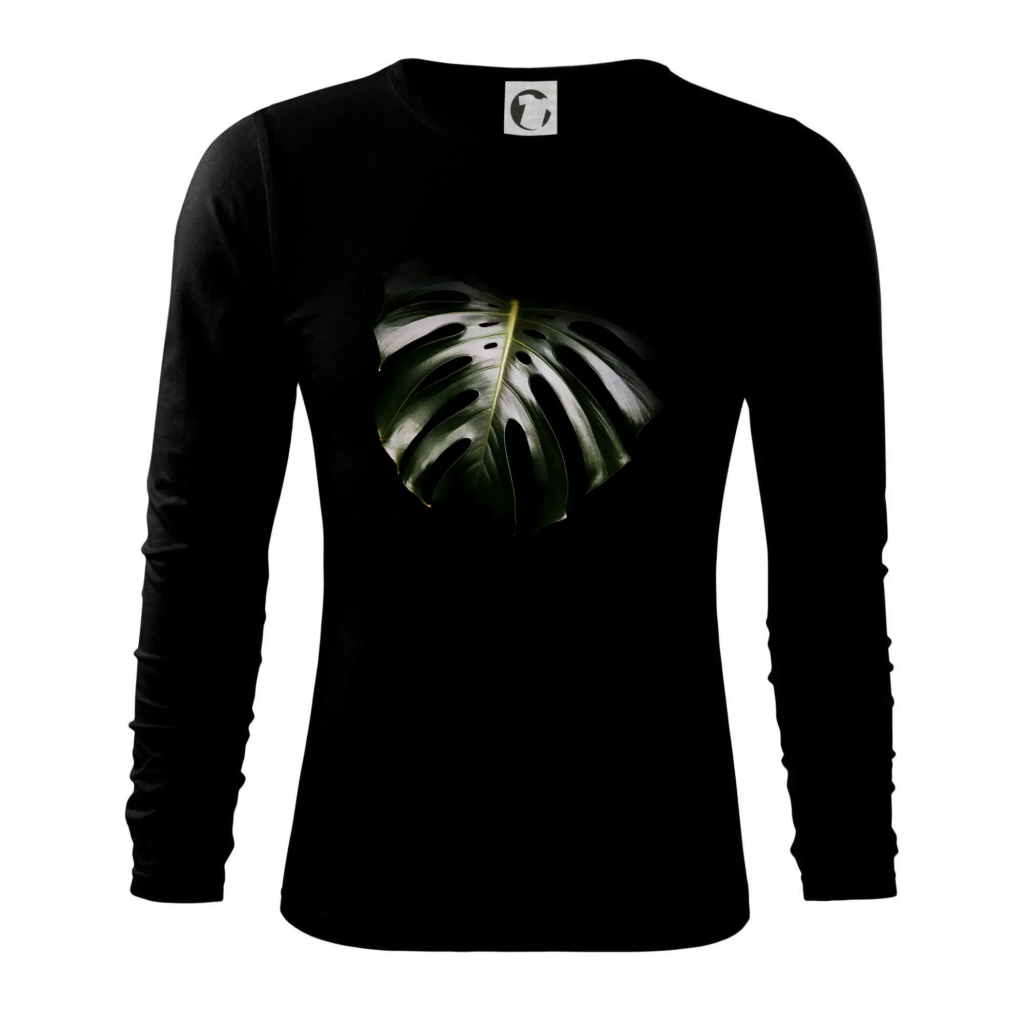 Tričká s kvetinami - List monstery v tme - Tričko s dlhým rukávom FIT-T long sleeve