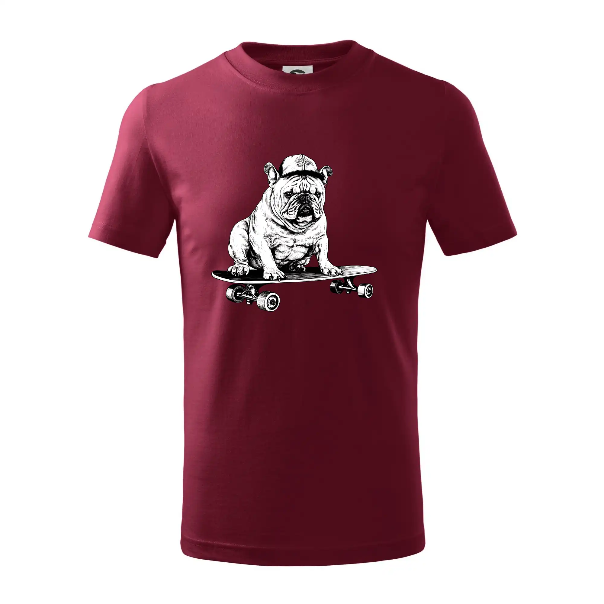 Ostatné psie plemená - Čiernobiely buldog na skateboarde - Tričko detské bavlnené