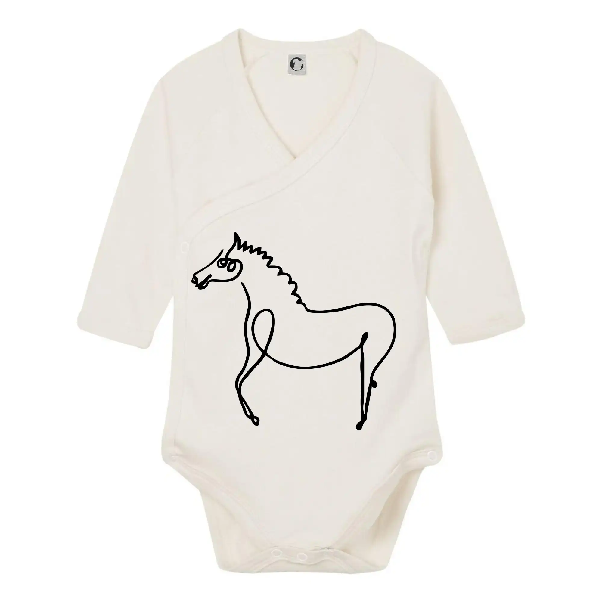 Tričká s koňmi - Kôň kreslený - Body zavinovacie s dlhým rukávom