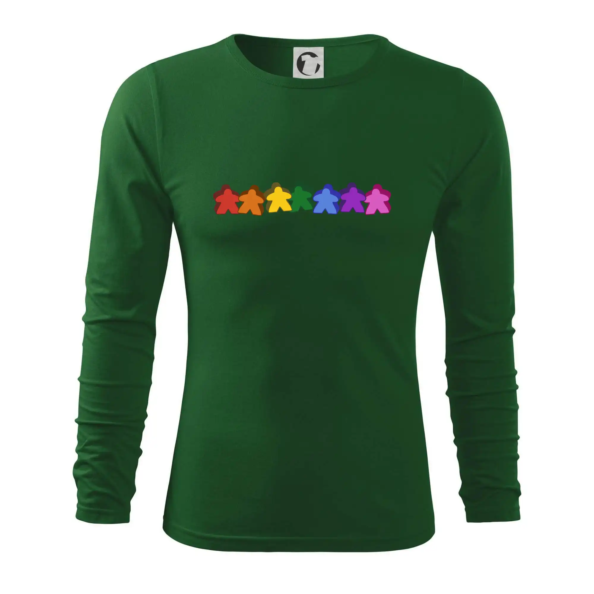 Tričká pre hráčov - Meeple duha - Tričko s dlhým rukávom FIT-T long sleeve