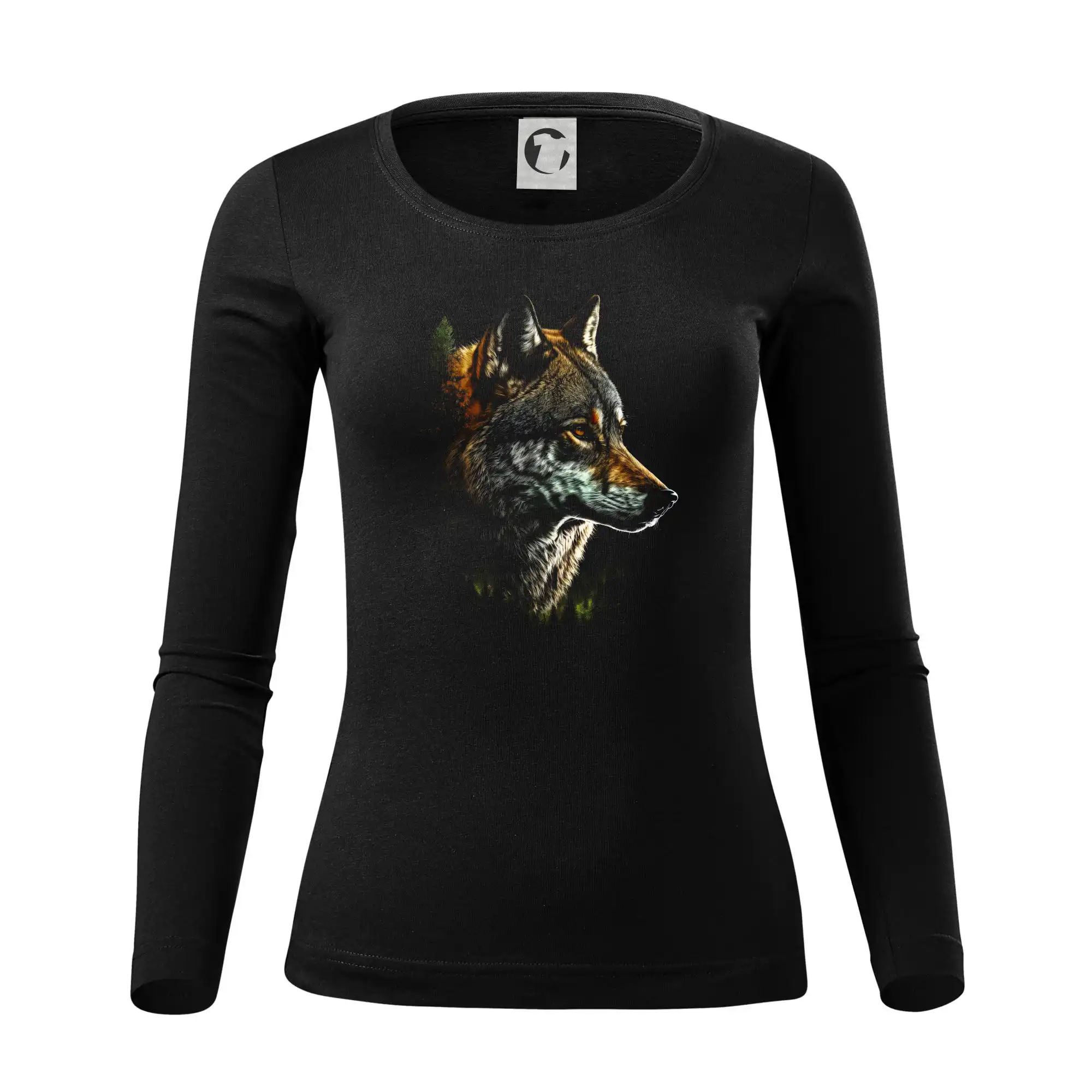 Tričká so zvieratami - Vlk fotka - Dámske tričko FIT-T LS - zužené