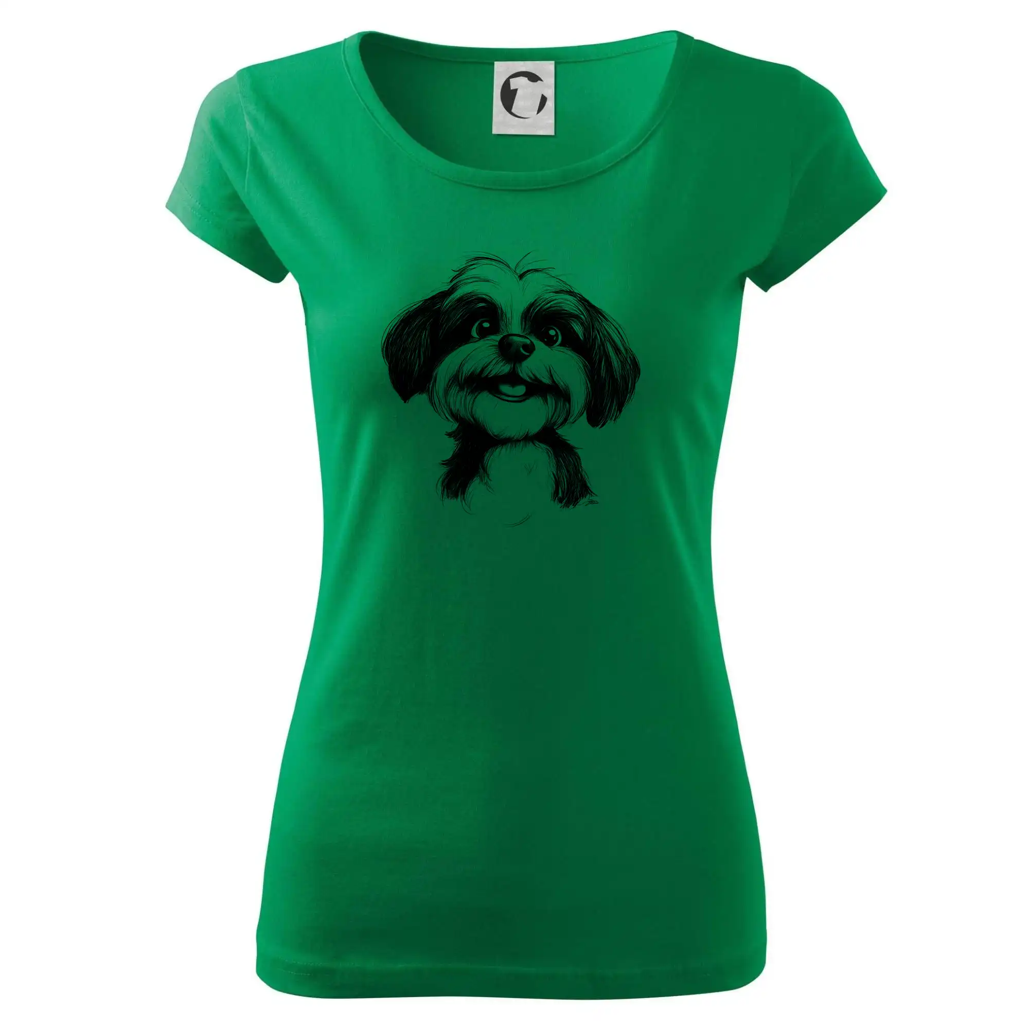Ostatné psie plemená - Lhasa apso karikatúra hlava - Dámske tričko Pure