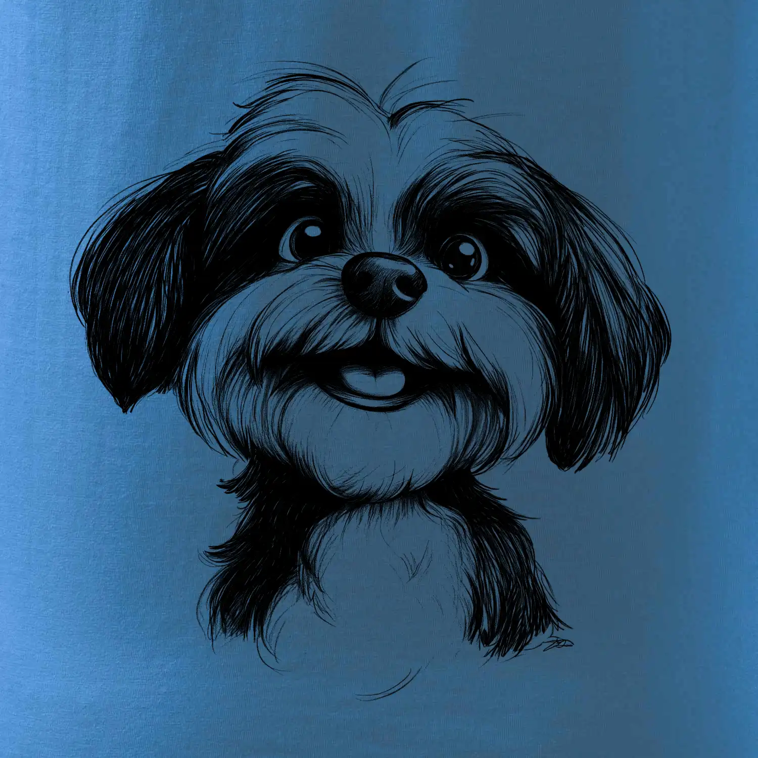 Lhasa Apso karikatura hlava