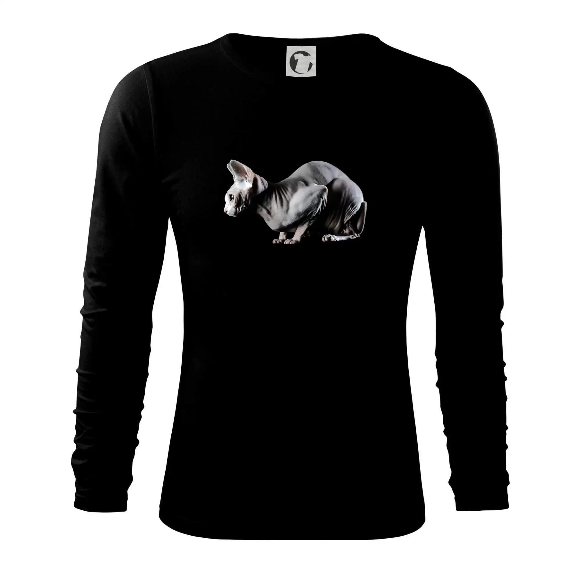 Vtipná tričká s mačkou - Mačka sphynx fotka - Tričko s dlhým rukávom FIT-T long sleeve