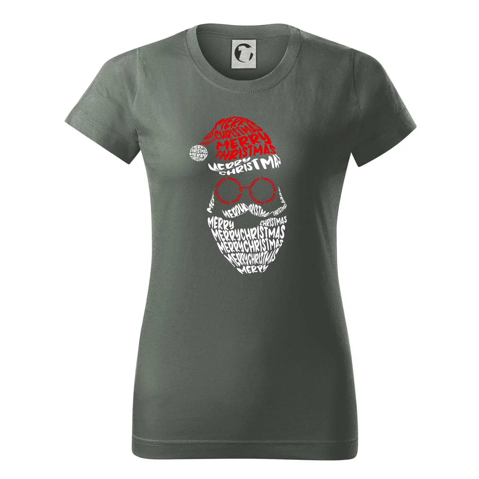 Vianočné tričká - Merry Christmas obličej - Dámske tričko basic - ľahko voľnejšie a dlhšie