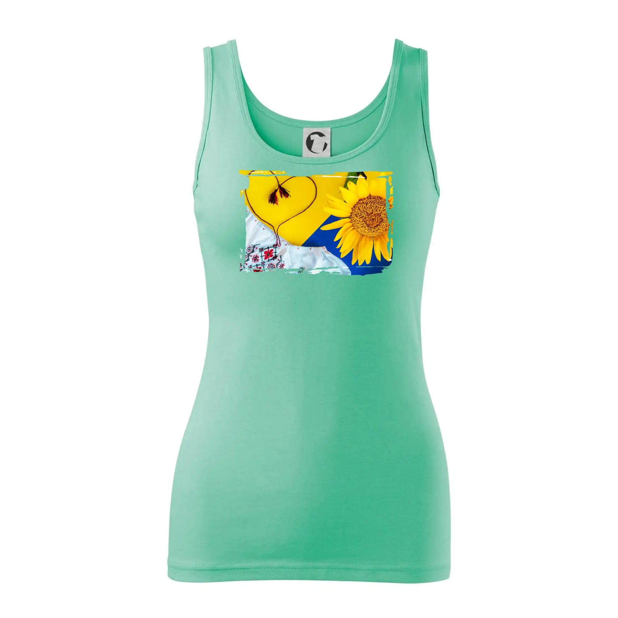 Tričká s vlajkou ukrajiny - Ukrajina slnečnice a kroj - Dámske tielko