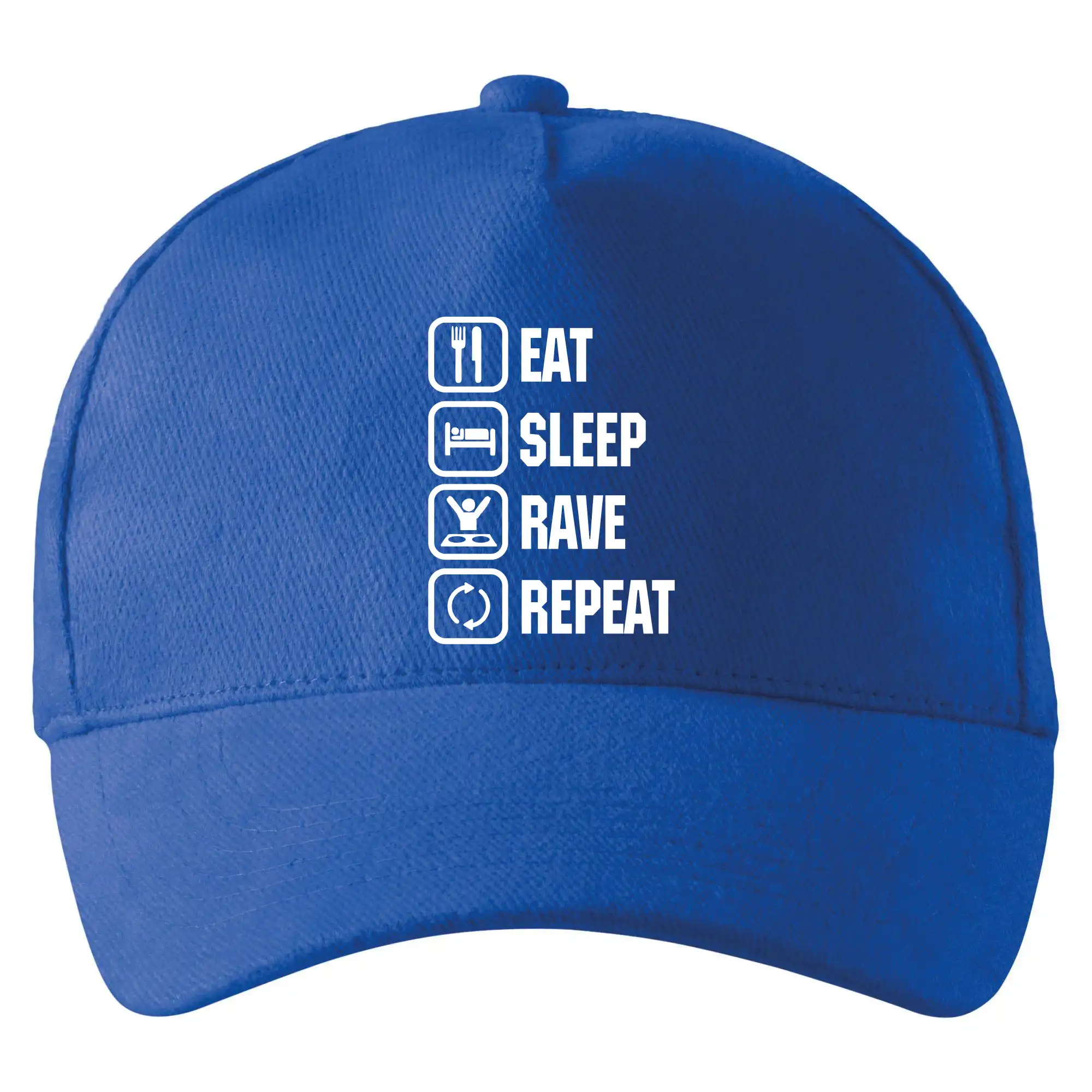 Eat sleep repeat - Eat sleep rave repeat - Šiltovka so zahnutým šiltom a mosaznou sponou
