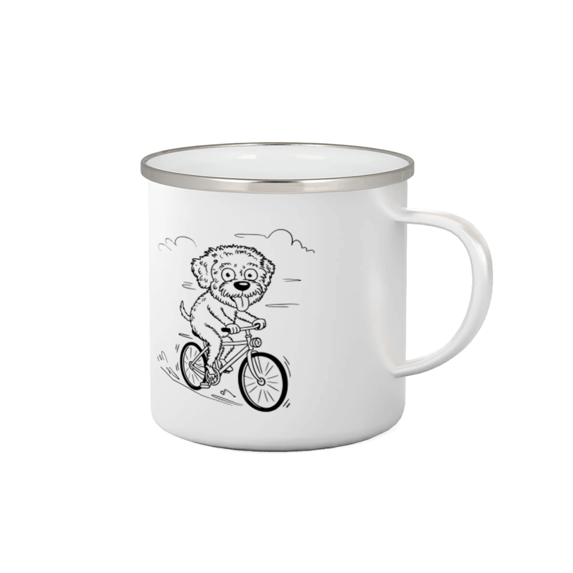 Ostatné psie plemená - Lagotto romagnolo karikatúra na bicykli čierna - Plecháčik