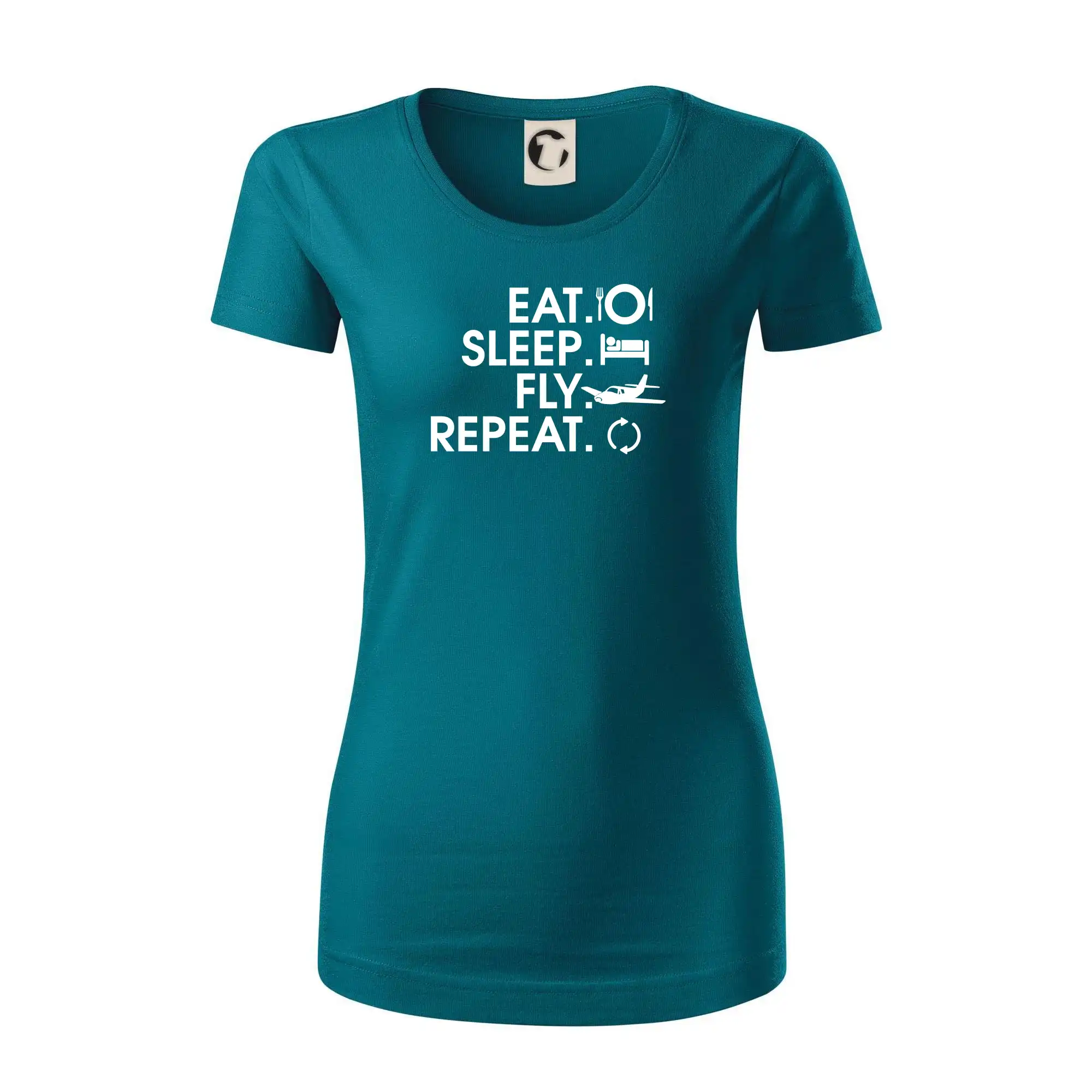 Tričká s lietadlami - Eat sleep fly repeat - Dámske tričko z organickej bavlny Origin (GOTS)
