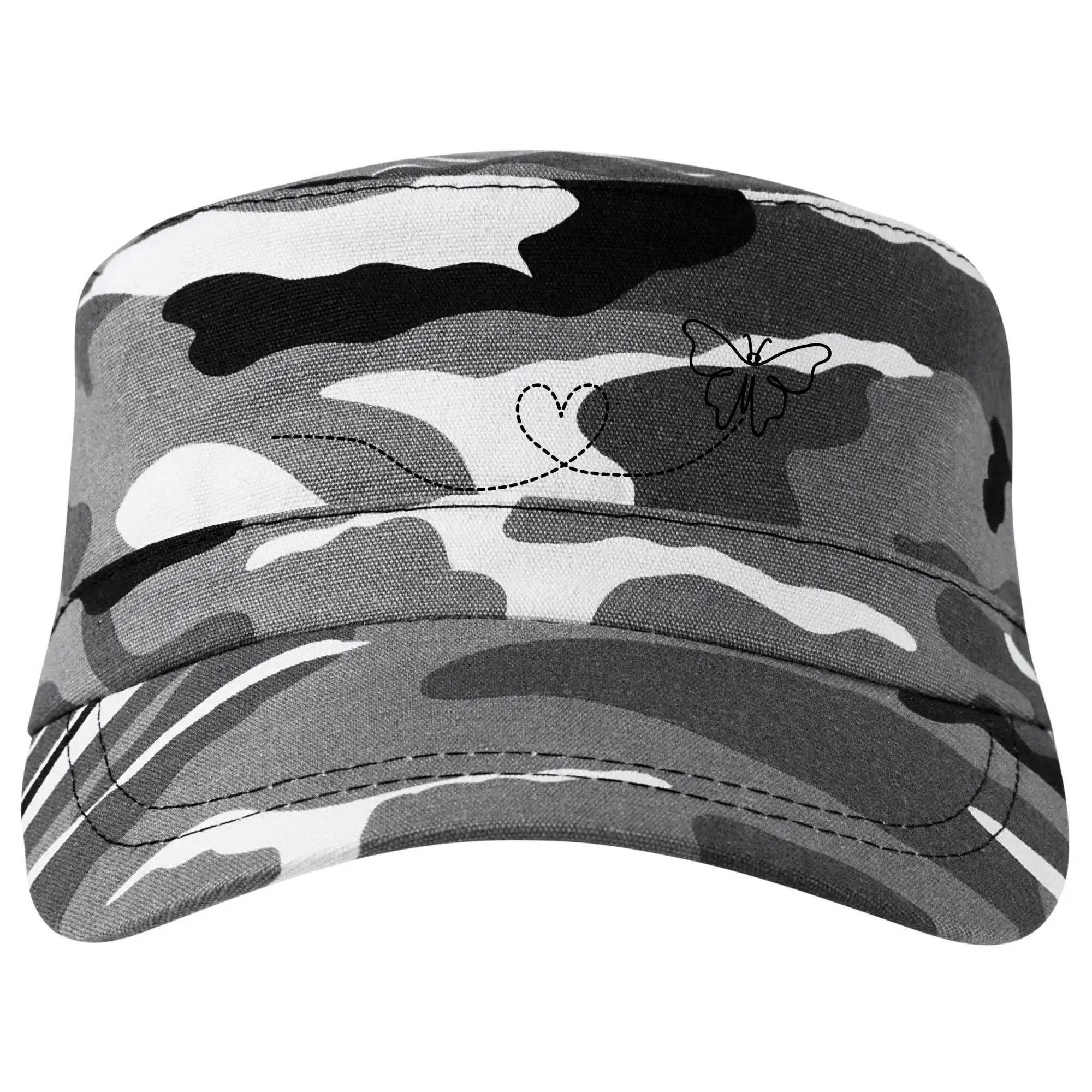 Tričká so zvieratami - Dráha letu motýľa - srdce - Šiltovka CAMO