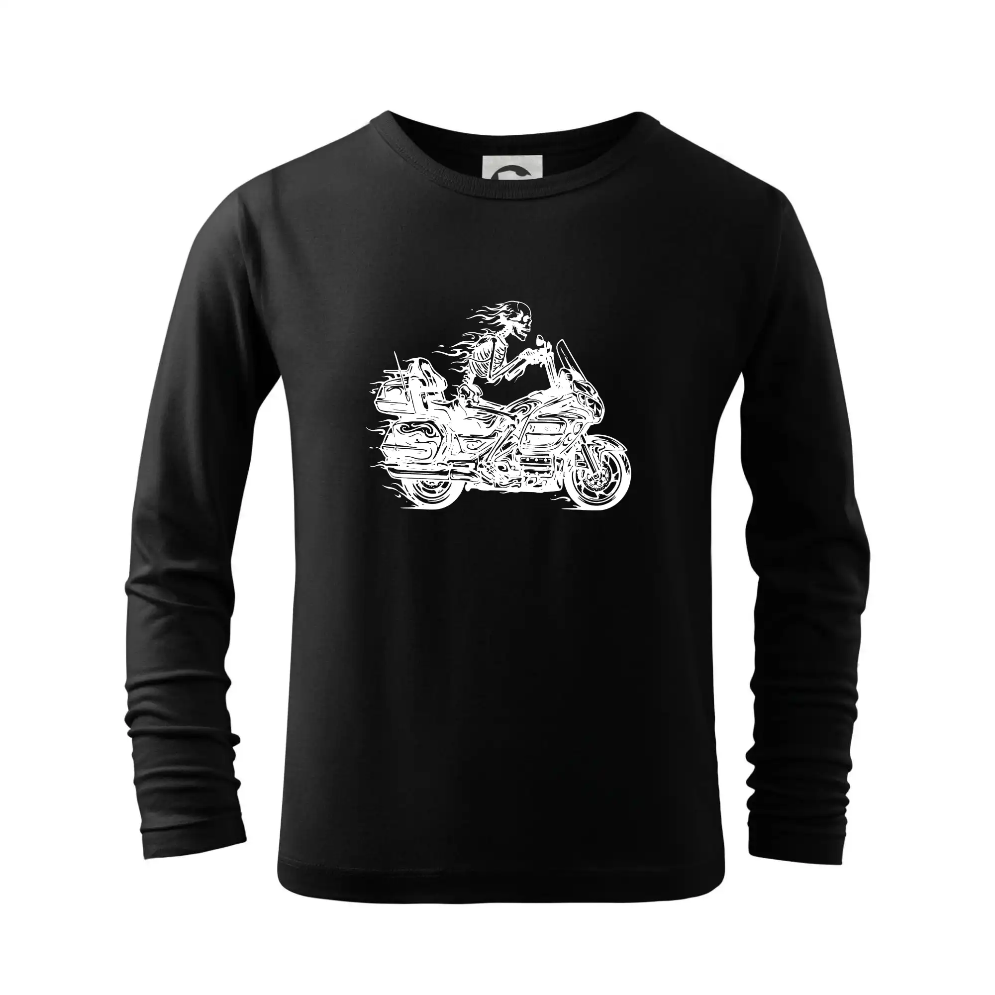 Tričká a mikiny s potlačou motoriek – pre pravých motorkárov - Cestovná motorka kostra - Tričko detské Long Sleeve