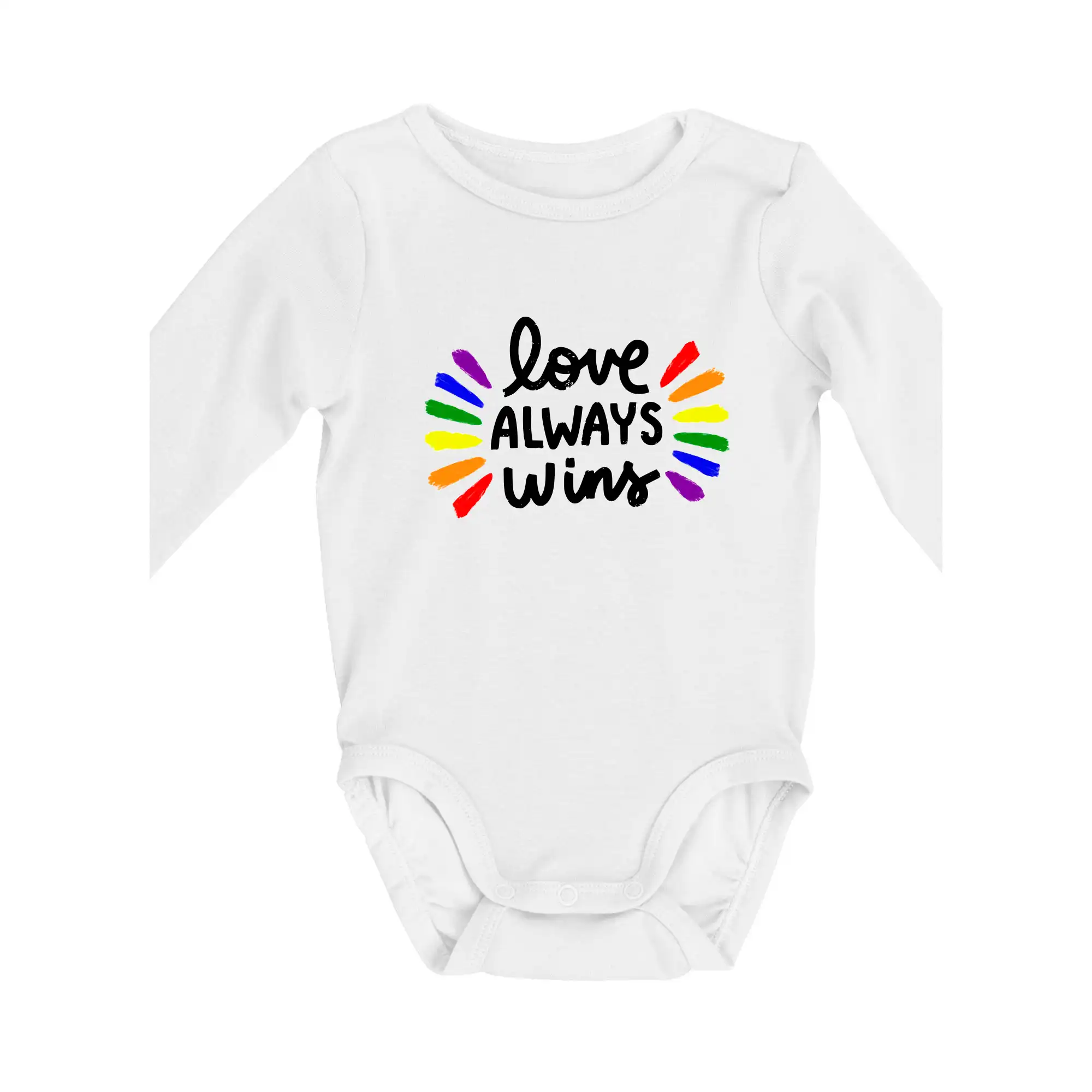Tričká pre LGBT a Queer komunitu - Love always win - čiary - Body dojčenské s dlhým rukávom