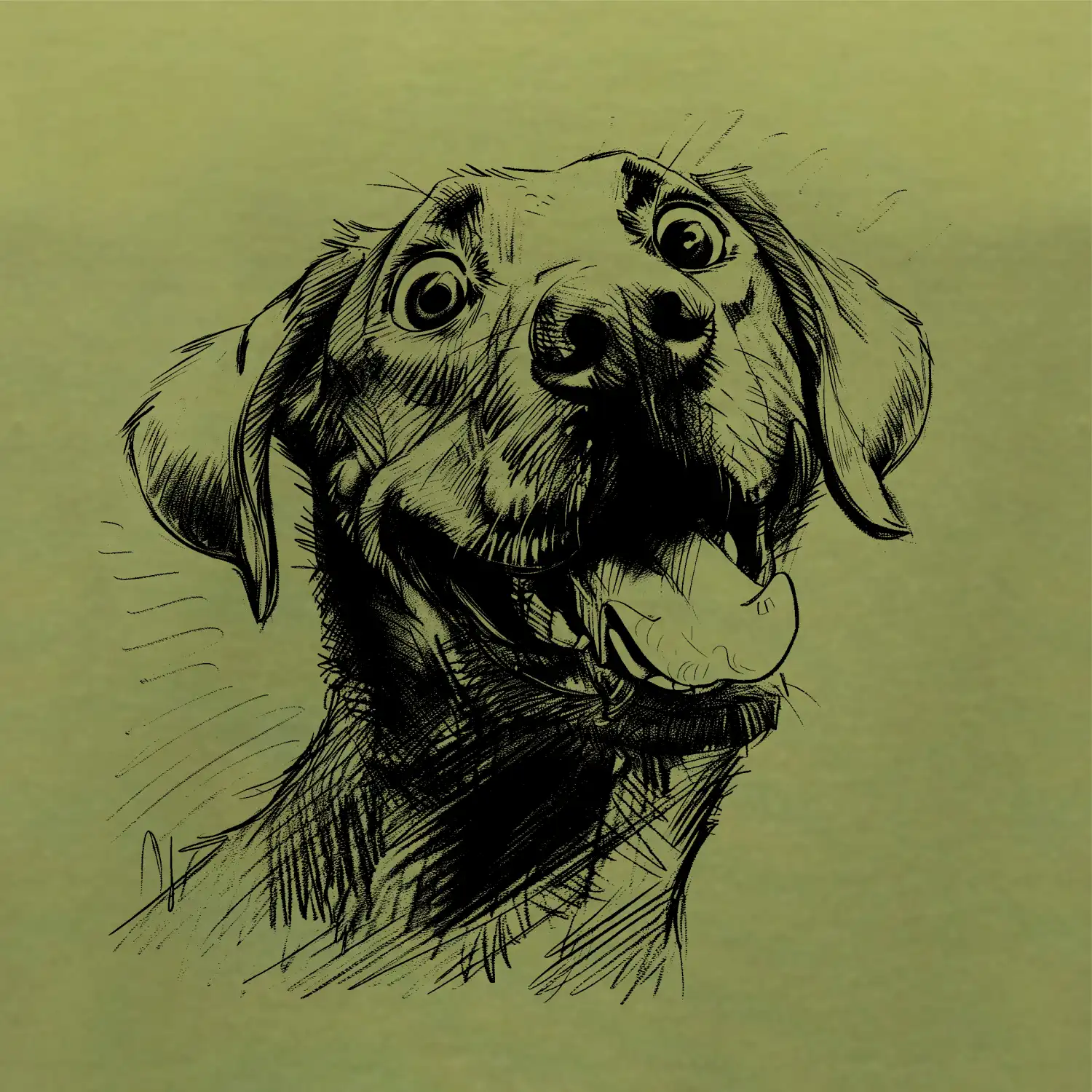 Černobílá karikatura Labrador světlý