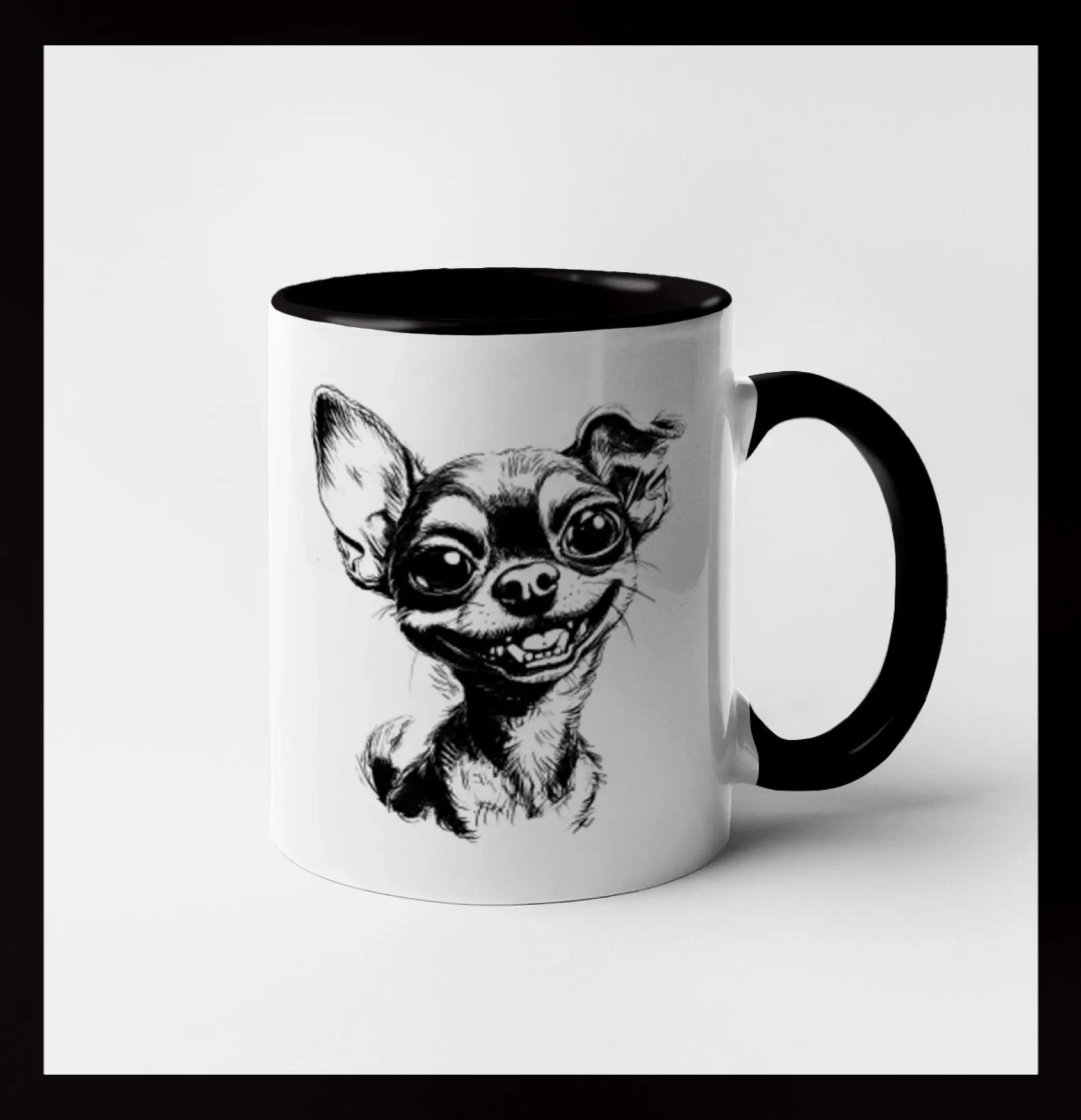 Čiernobiela karikatúra čivava