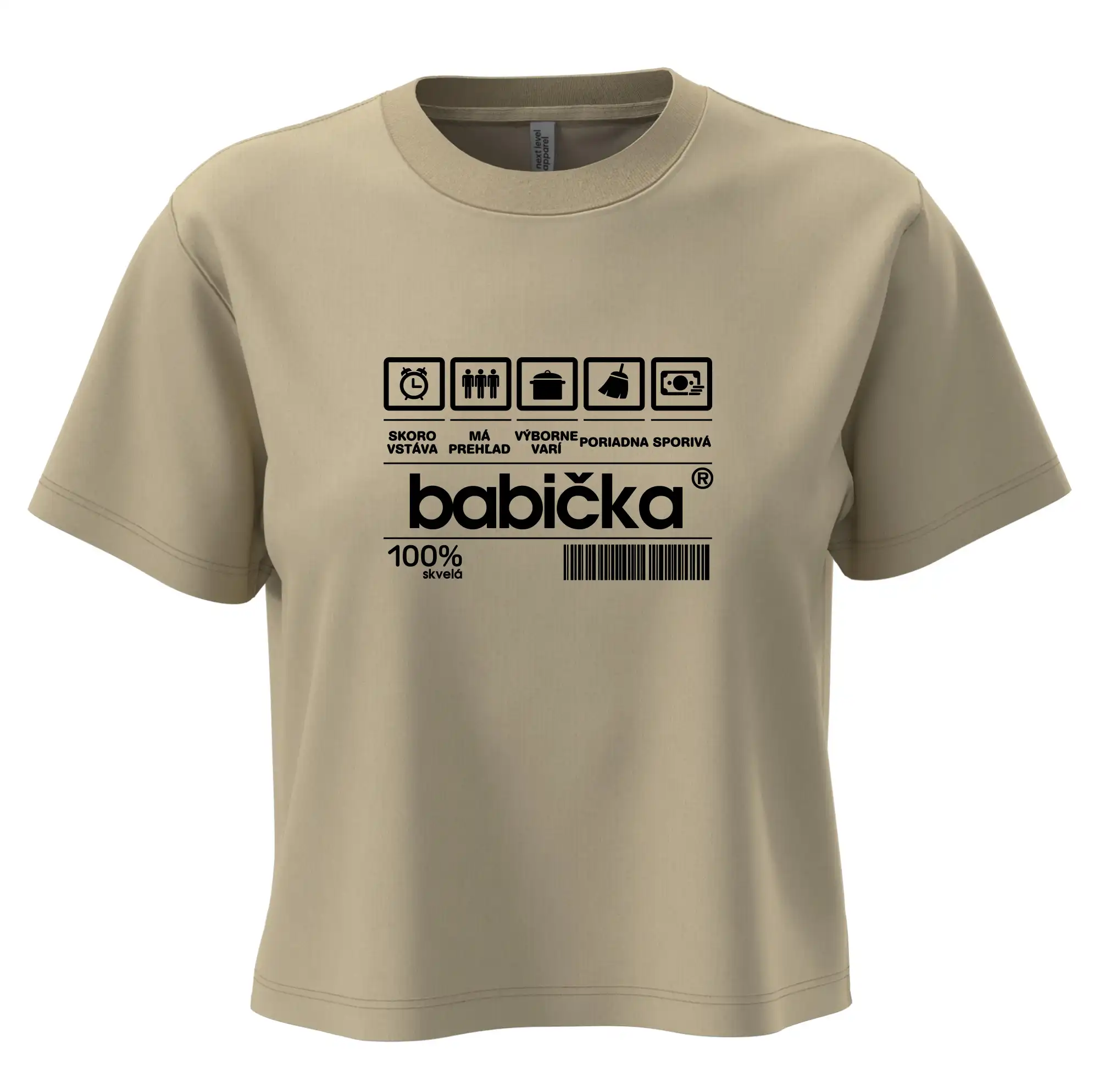 Tričká a mikiny pre babičku - Čiarový kód - babička - Boxy cropped tričko OVERSIZE