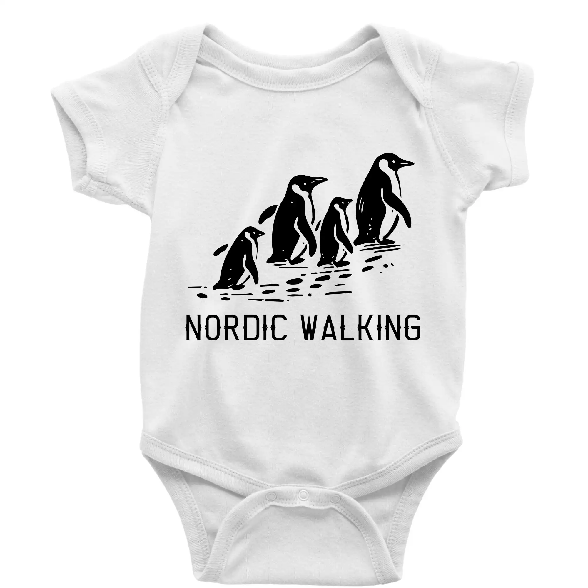 Trička pre cestovateľov - Nordic walking tučniaky - vintage - Body dojčenské s krátkym rukávom