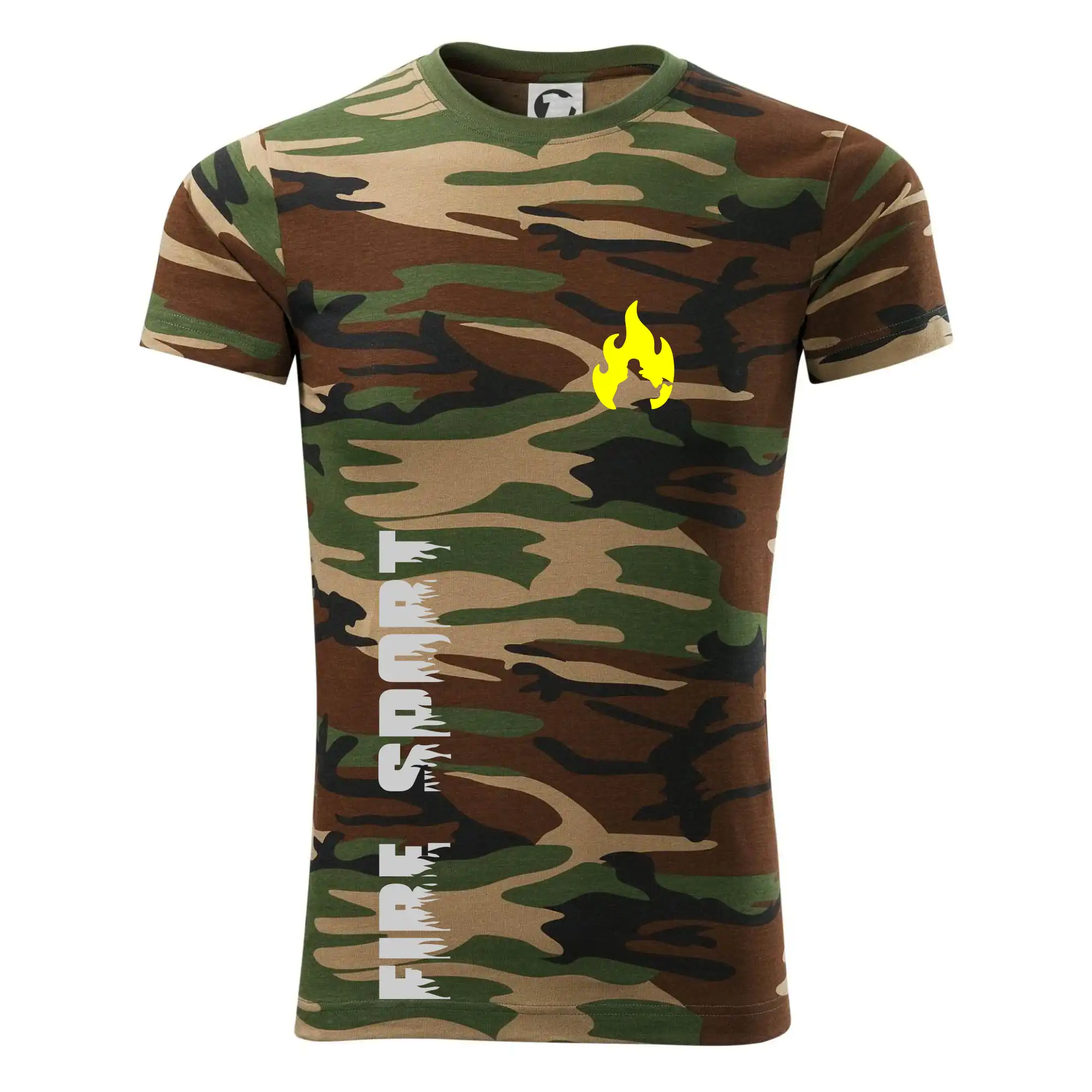 Originálne tričká pre hasičov - DHZ - Váš názov - FLUO + Reflexná potlač - Army CAMOUFLAGE