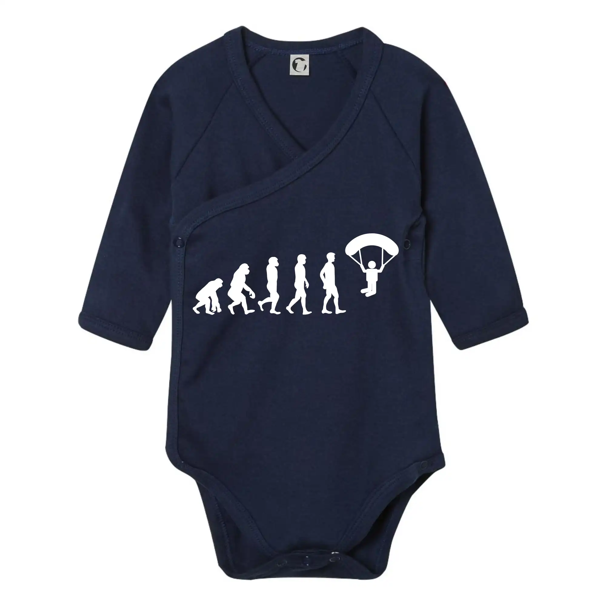 Tričká s motívom paraglidingu - Evolúcia paragliding - Body zavinovacie s dlhým rukávom