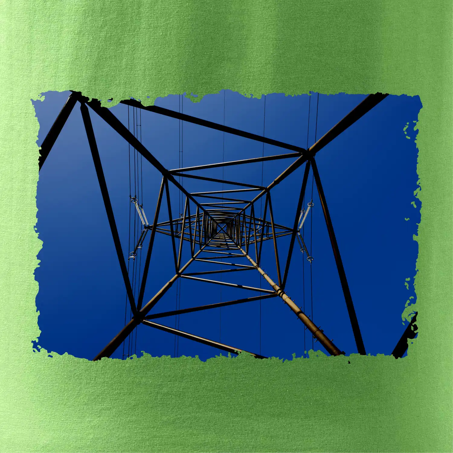 Stožár vysokého napětí zespodu