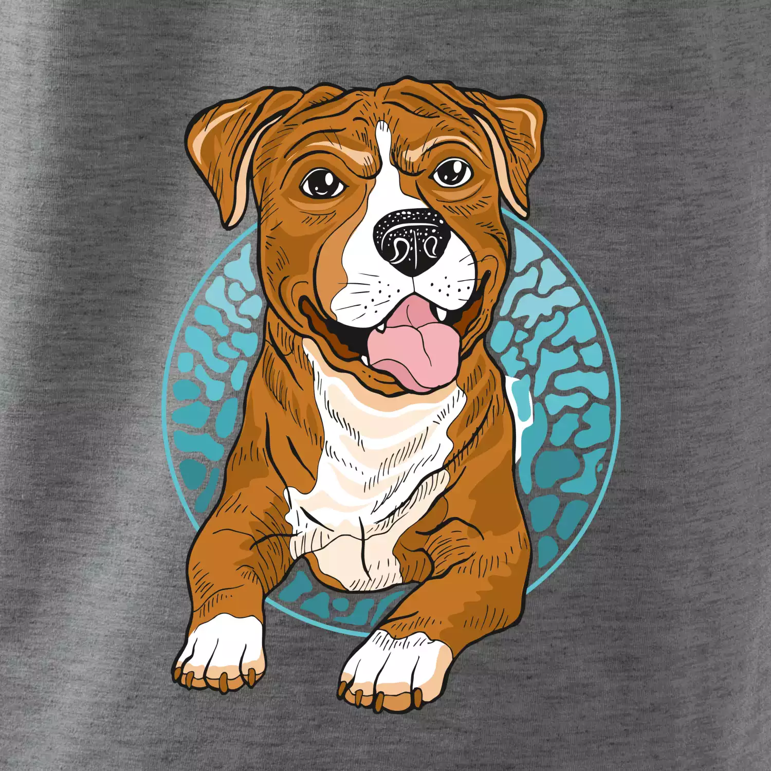 Americký staford kreslený v kolečku (Pecka design)