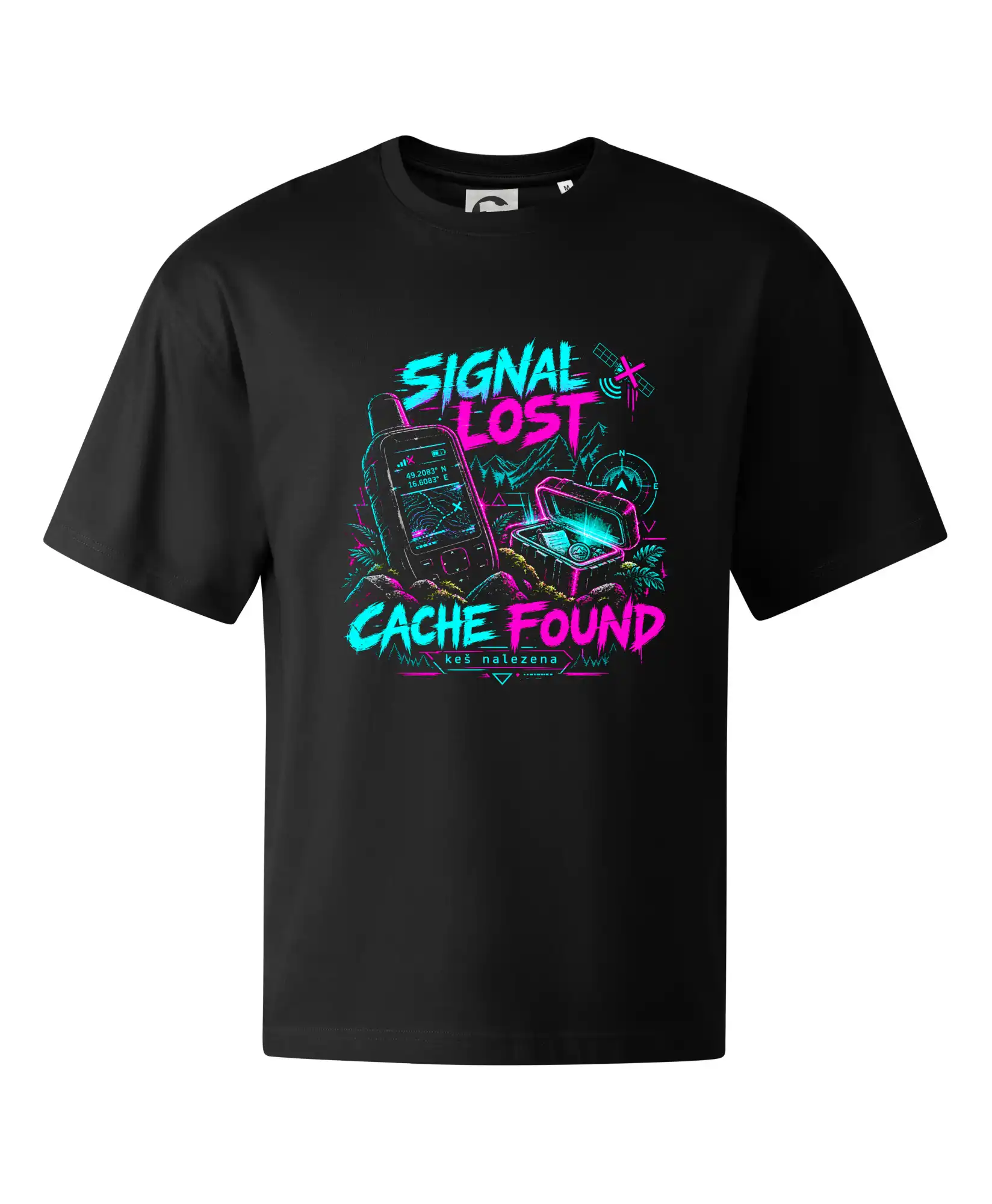 Signal lost cache found neonový GPS motiv