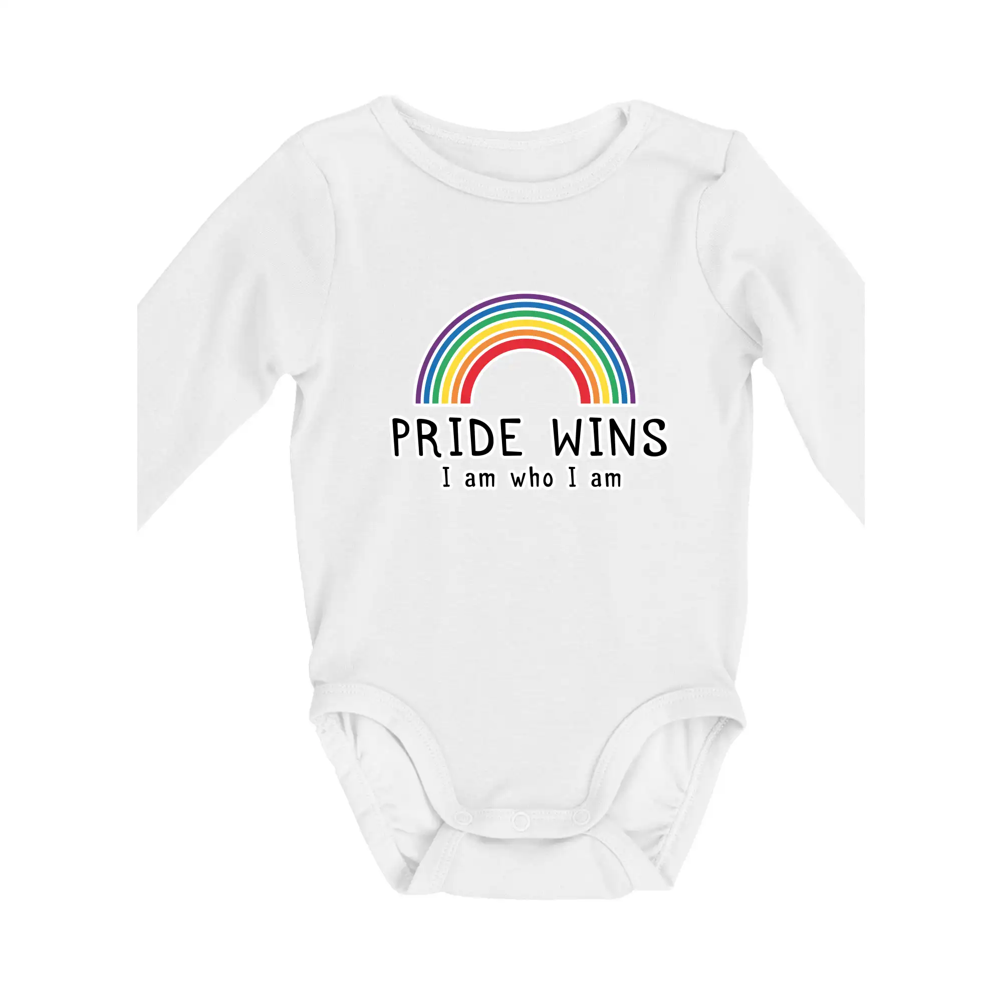 Tričká pre LGBT a Queer komunitu - Pride wins i am who i am - Body dojčenské s dlhým rukávom
