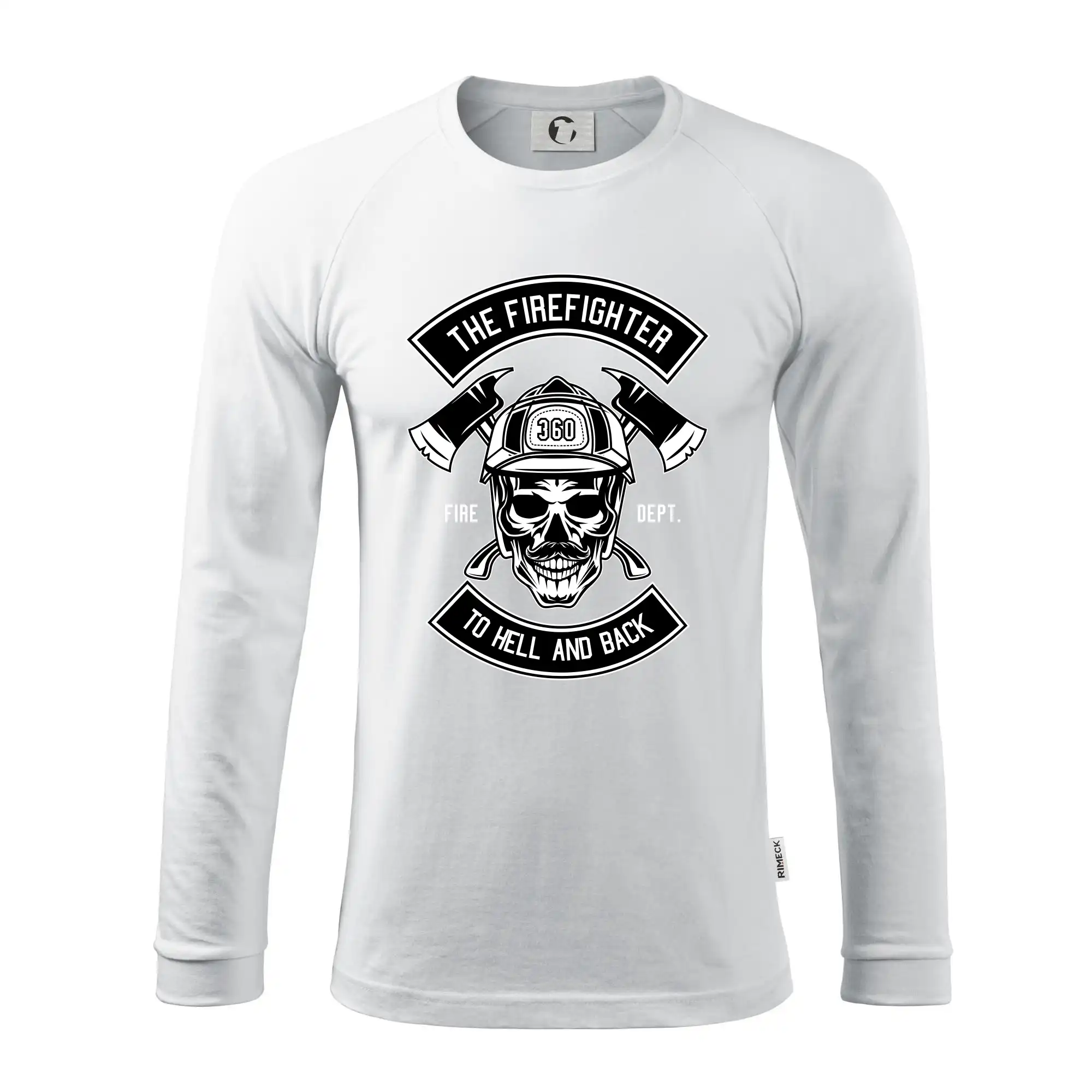 Originálne tričká pre hasičov - Lebka hasič do pekla a späť - Pánske tričko s dlhým rukávom LS130