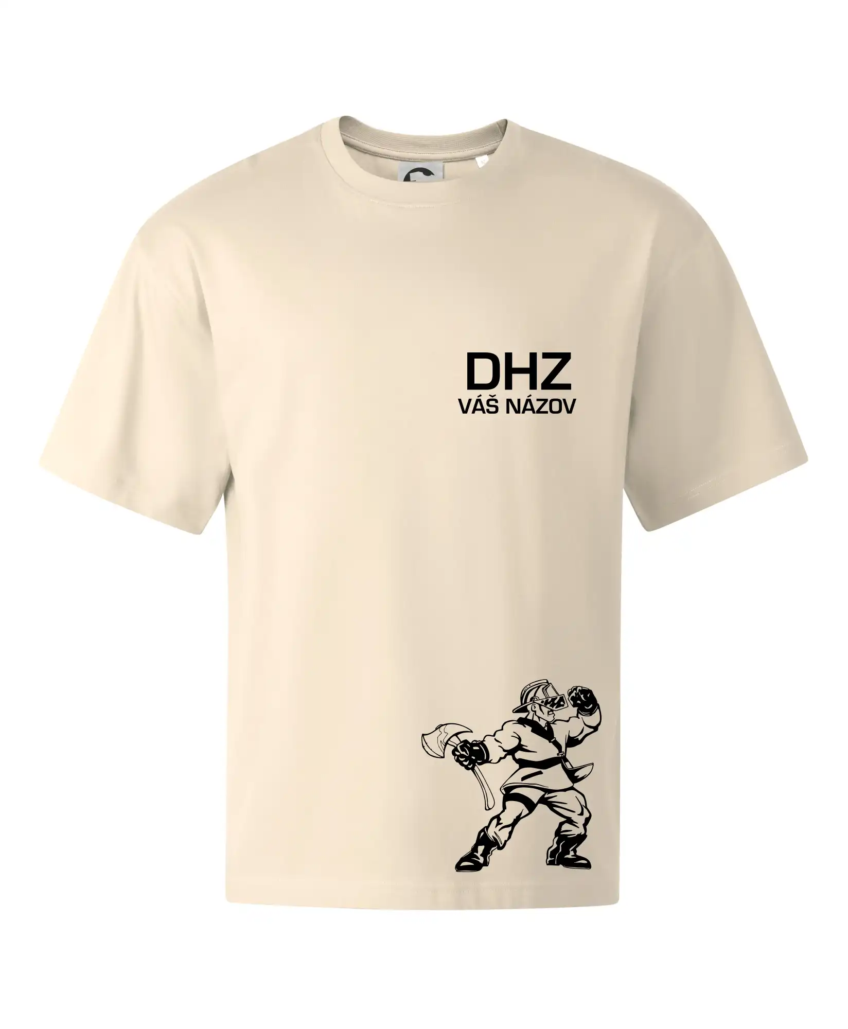 Originálne tričká pre hasičov - DHZ postava - vlastný názov - Stage unisex - OVERSIZE