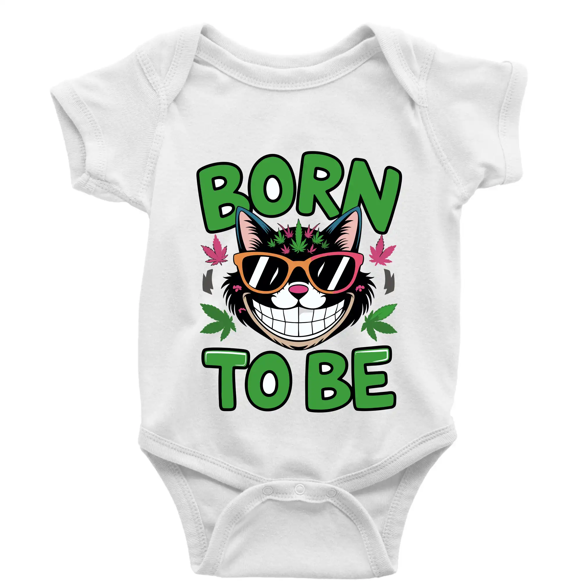 Tričká pre pohodový ľudí - Marihuana - born to be - Body dojčenské s krátkym rukávom