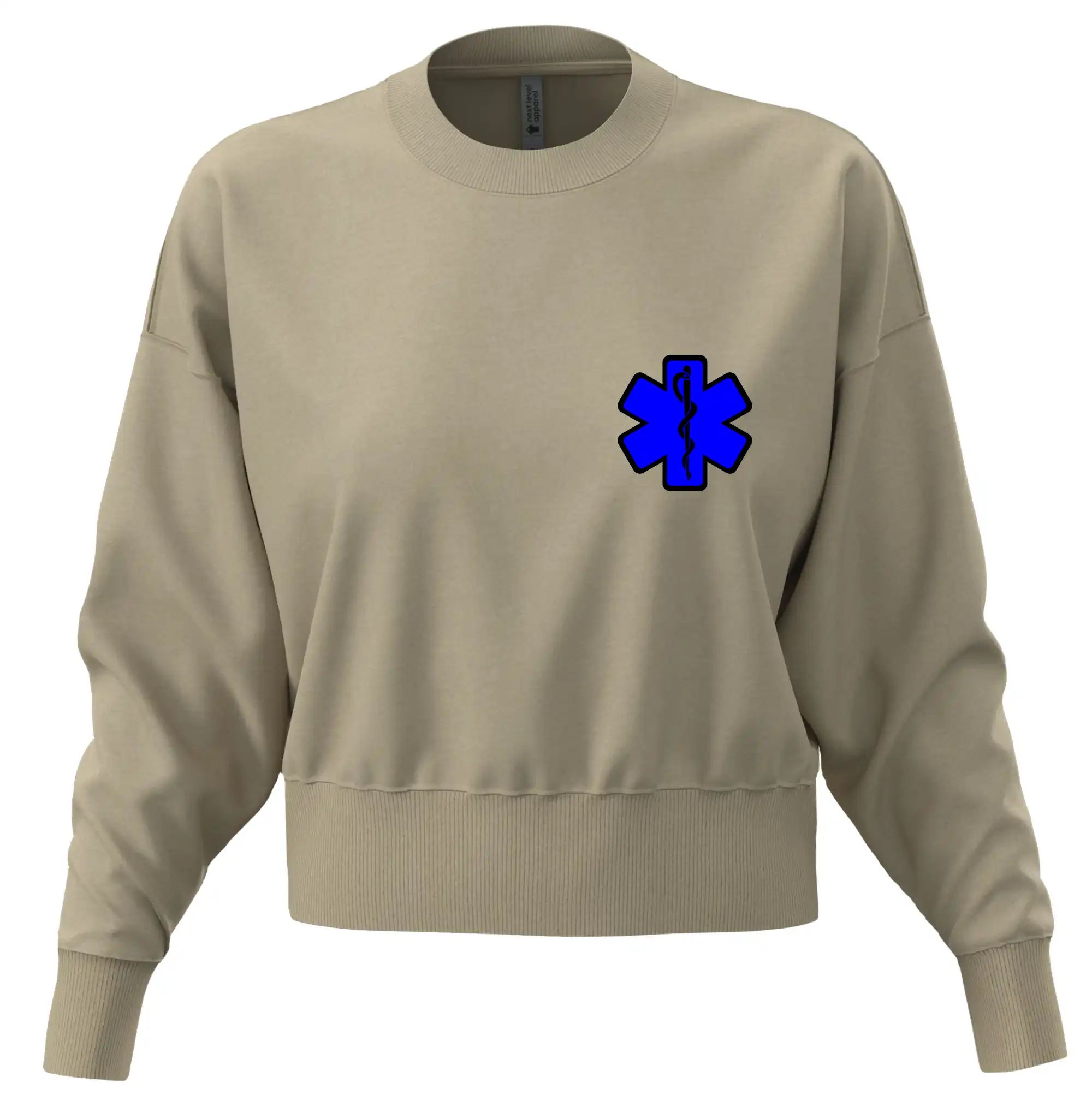 Tričká a mikiny pre záchranárov a lekárov - Kvalitné oblečenie pre zdravotníkov - Rescue - Hviezda na prsníku + nápis na chrbte - Mikina oversize crop OVERSIZE