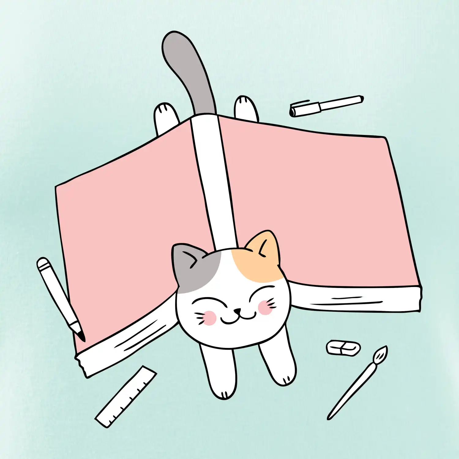 Učení na státnice kočka