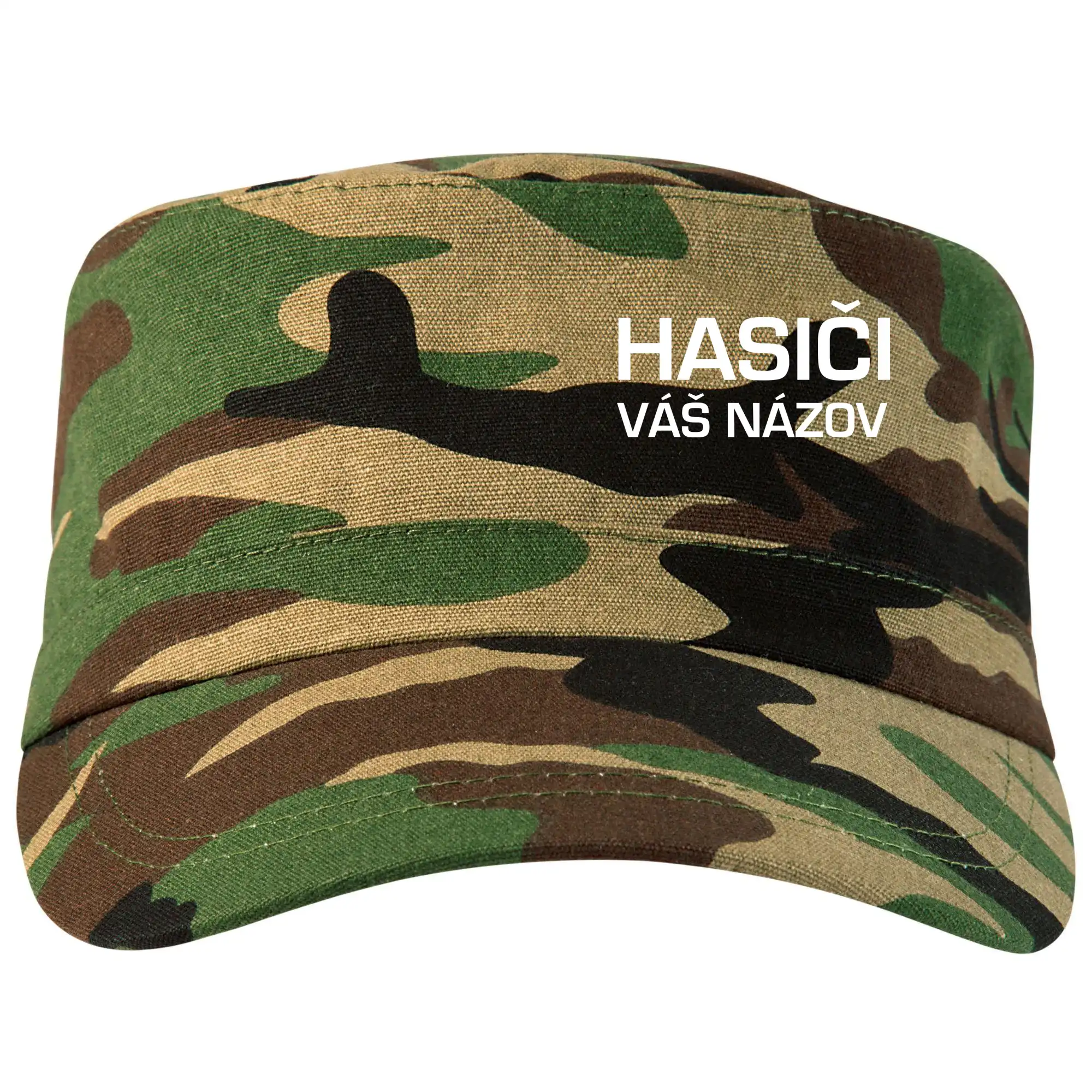Originálne tričká pre hasičov - Hasič postava - vlastný názov - Šiltovka CAMO