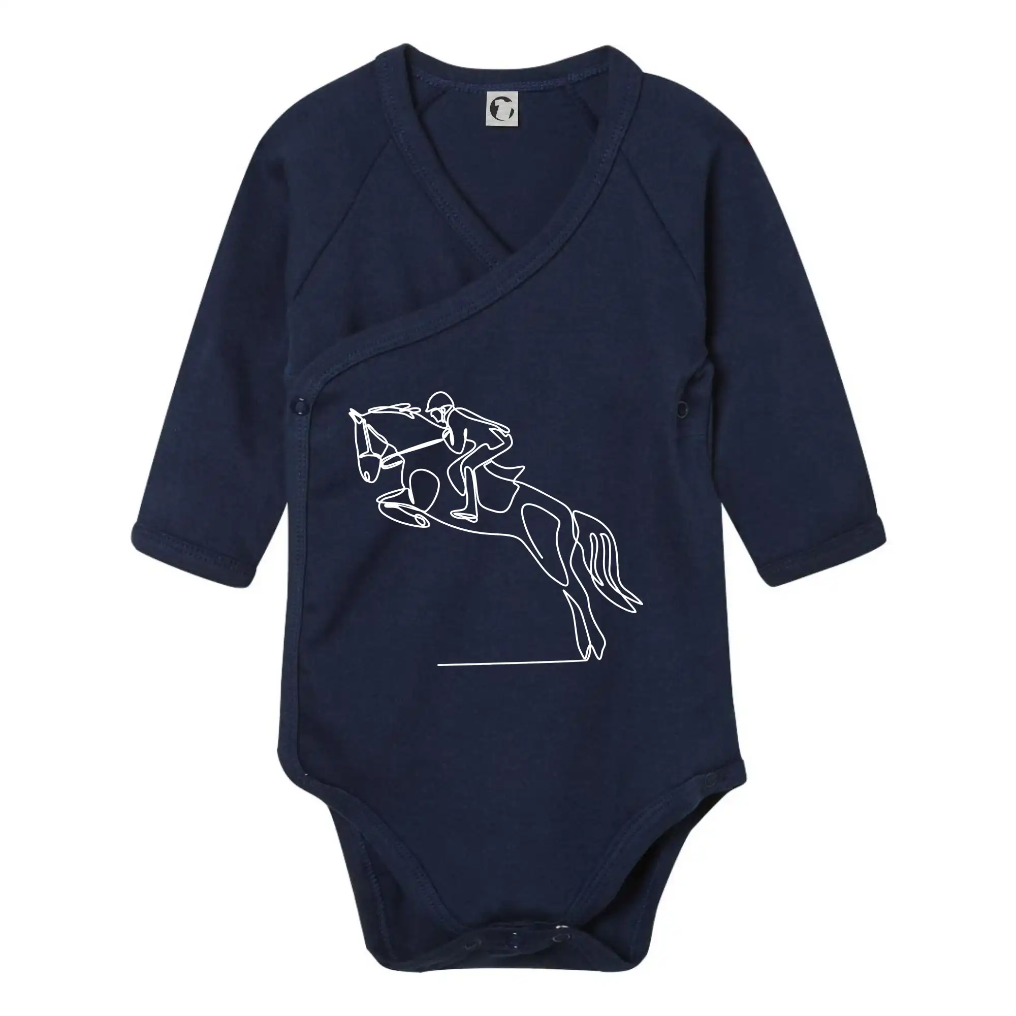 Tričká a mikiny s obrázkami jedným ťahom - Jazda na koni jedným ťahom - Body zavinovacie s dlhým rukávom