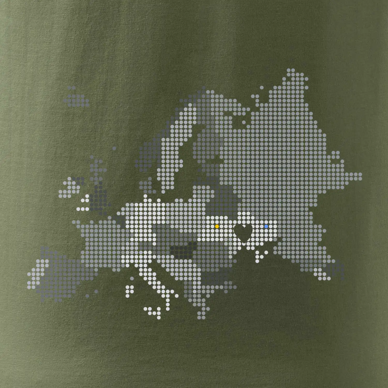 Mapa Evropy - srdce v Ukrajině