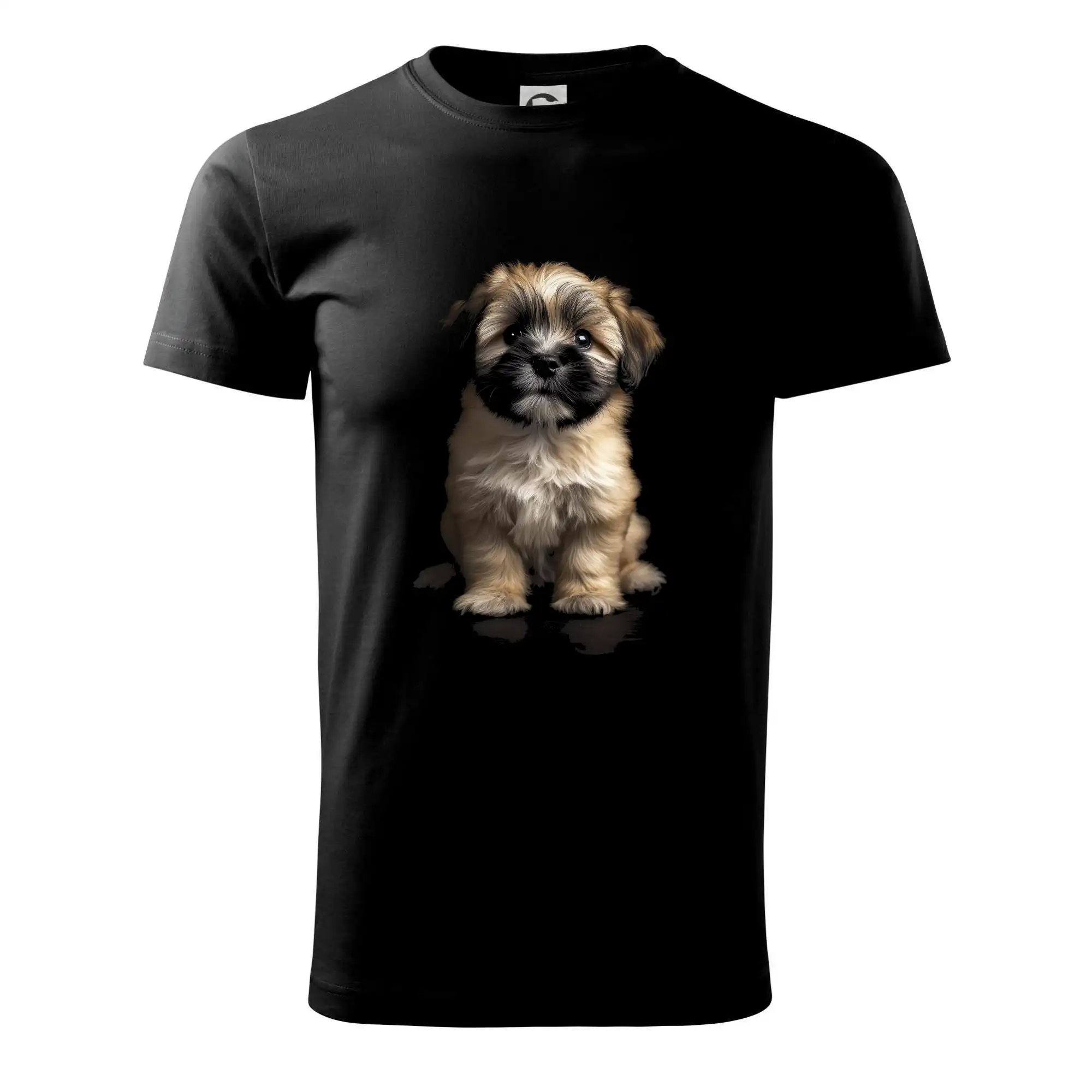 Ostatné psie plemená - Lhasa Apso šteňa čierna fotka - Klasické pánske tričko vyššej gramáže