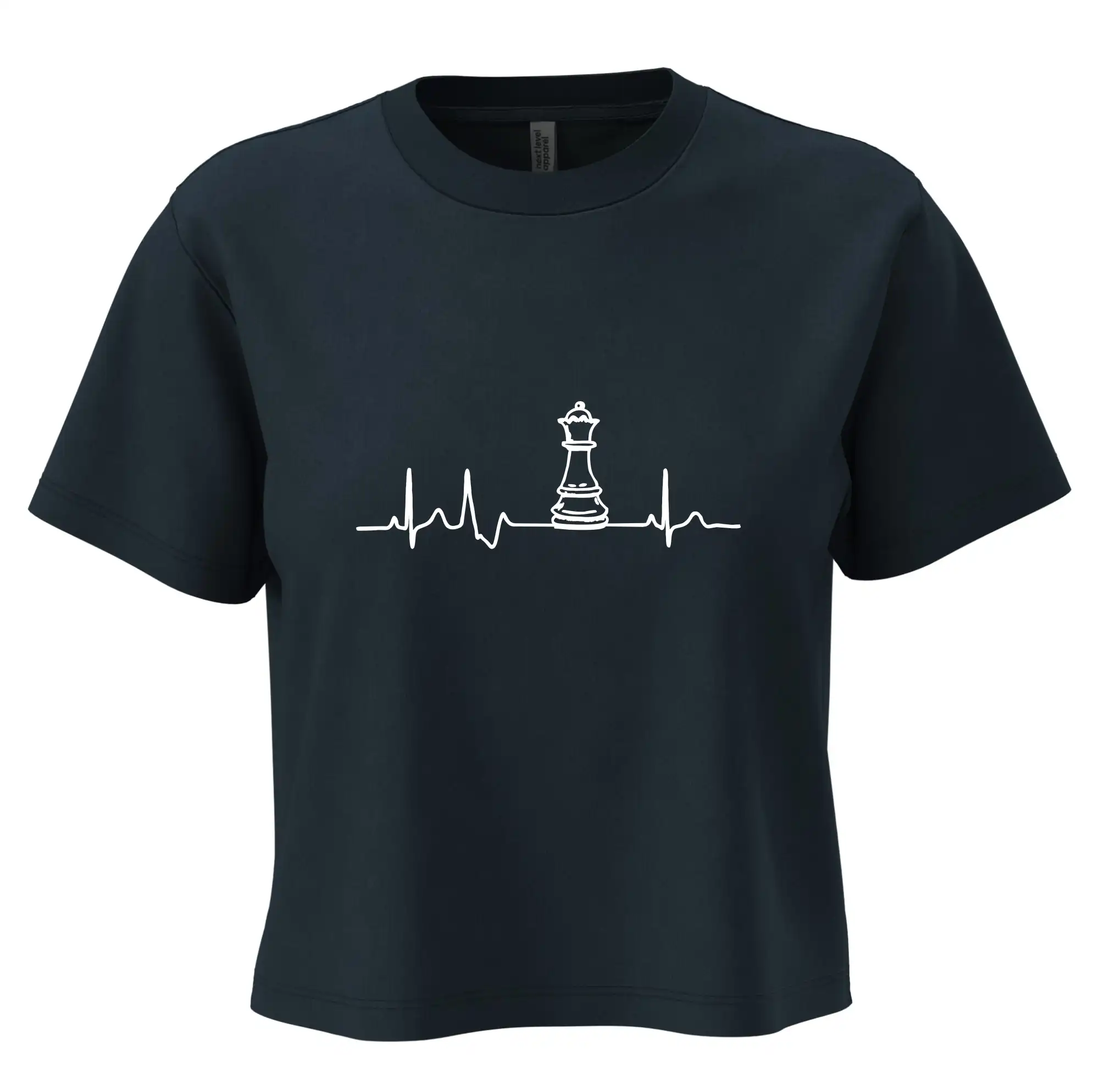Tričká a mikiny so spoločenskými hrami  - EKG Šachové figúrky - dáma - Boxy cropped tričko OVERSIZE