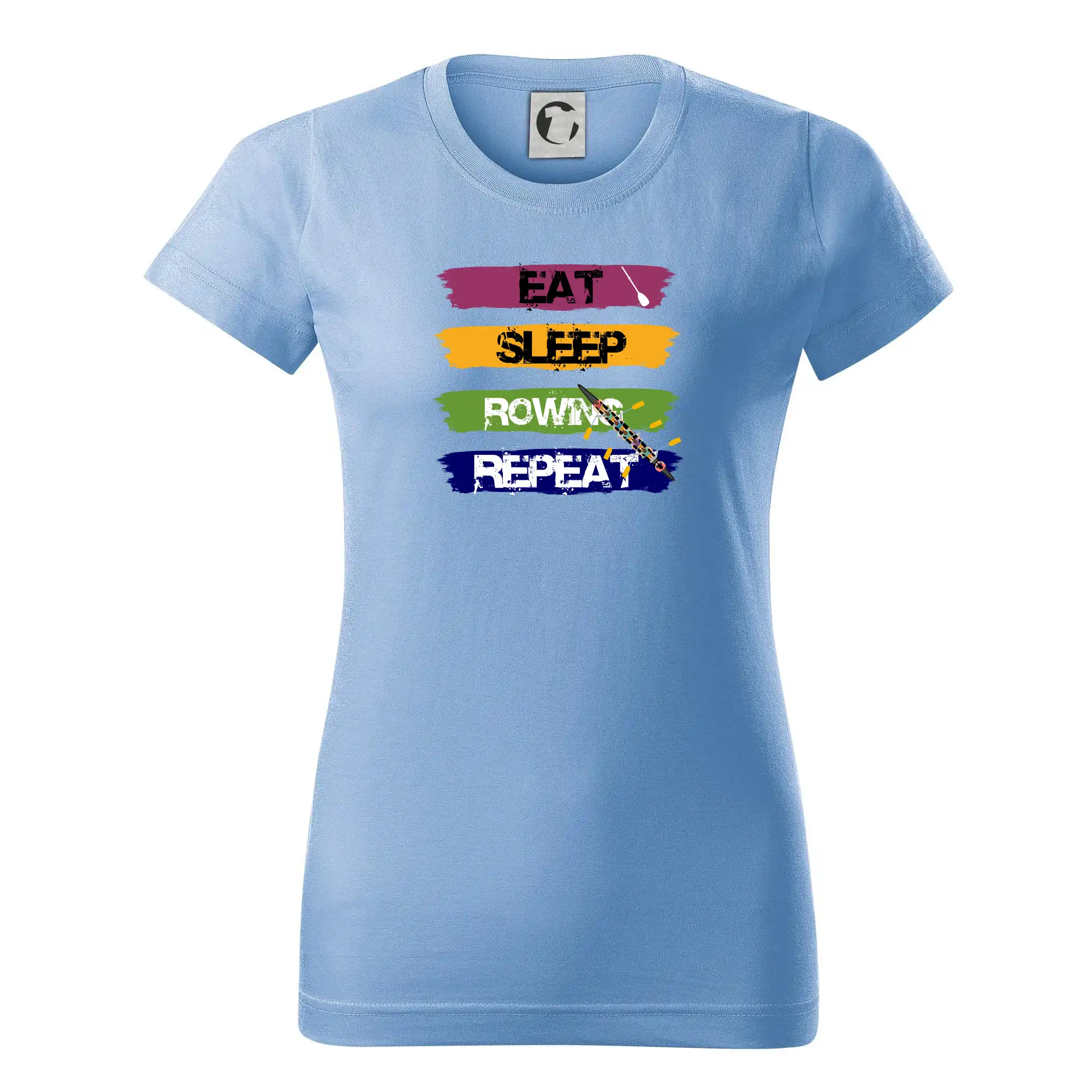 Vodácke tričká - Eat sleep rowing repeat farebné - Dámske tričko basic - ľahko voľnejšie a dlhšie