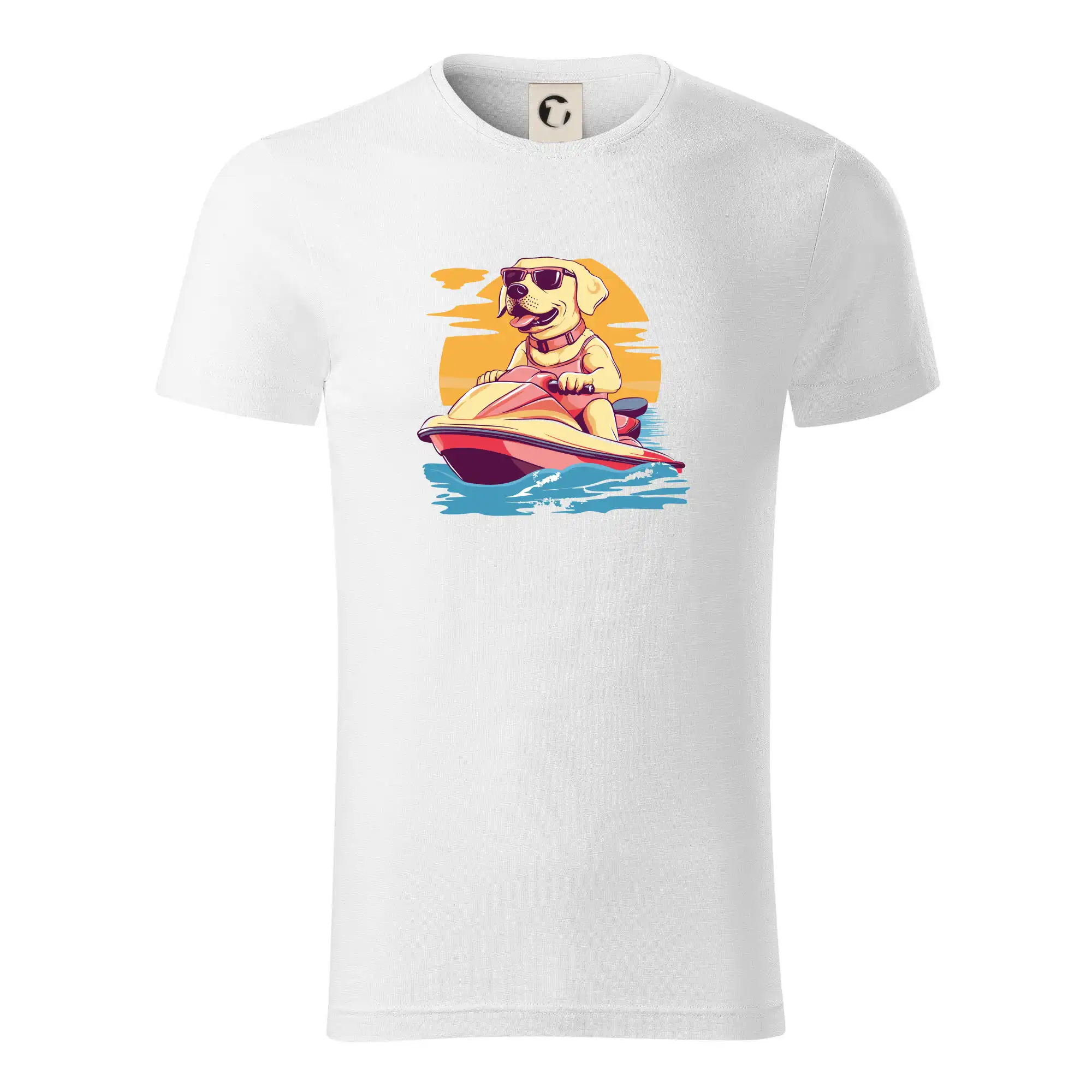 Ostatné psie plemená - Zlatý retriever na vodnom skútri - Tričko z organickej bavlny