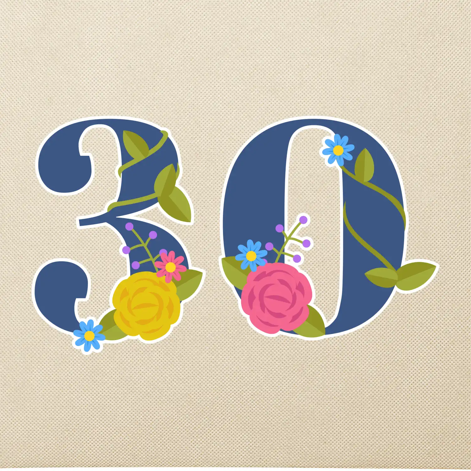 Květinové číslo kreslené - 30