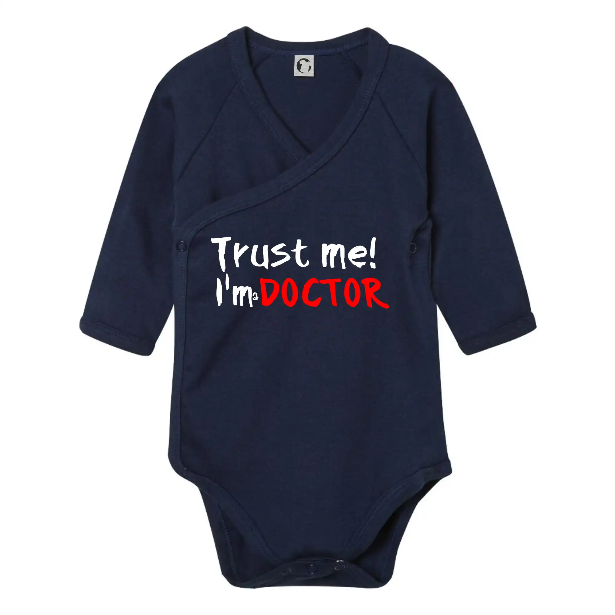 Tričká na ukončenie štúdia - Trust me I´m  a Doctor / Ver mi som Doktor - Body zavinovacie s dlhým rukávom