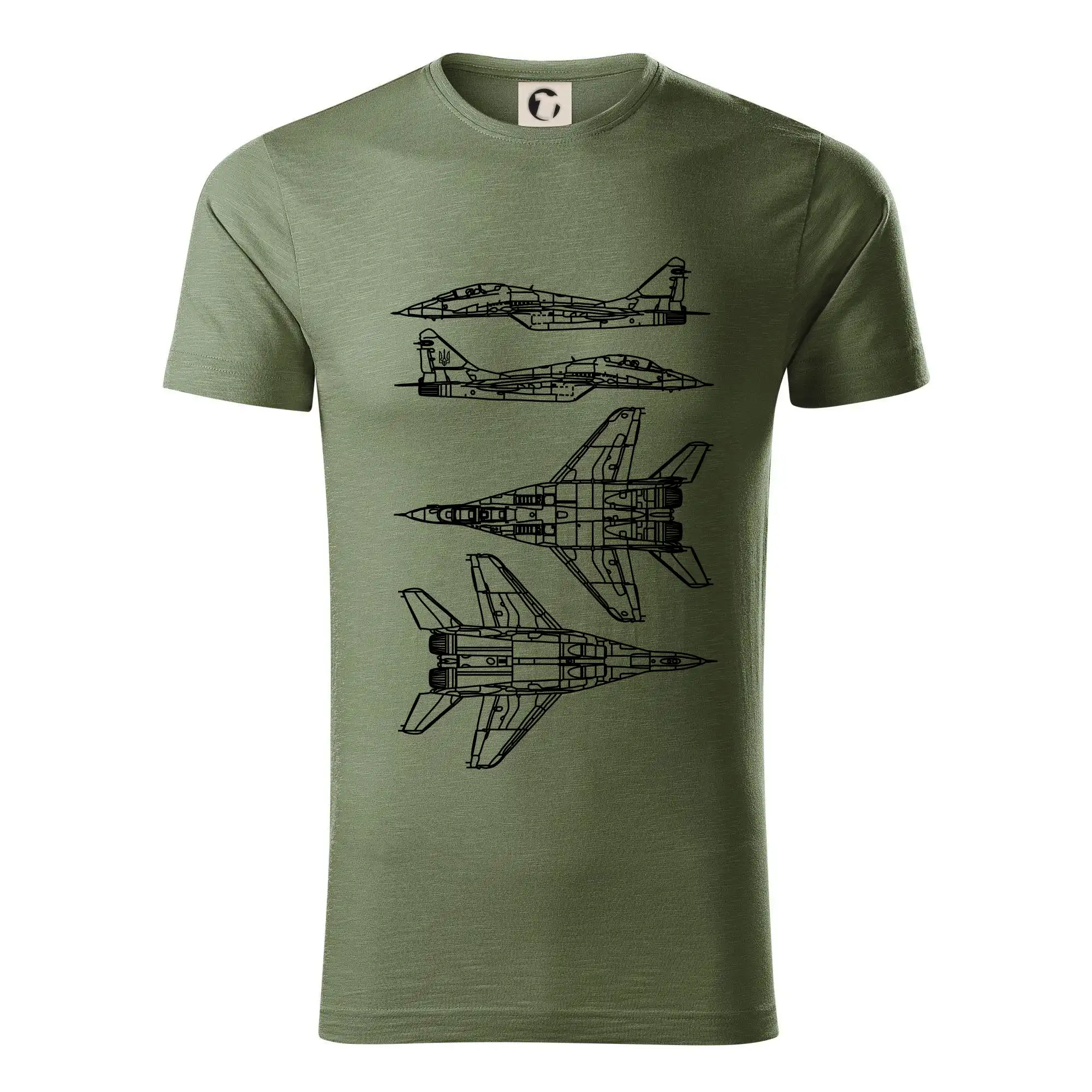 Tričká s vlajkou ukrajiny - Mig 29 Fulcrum - obrys - Tričko z organickej bavlny