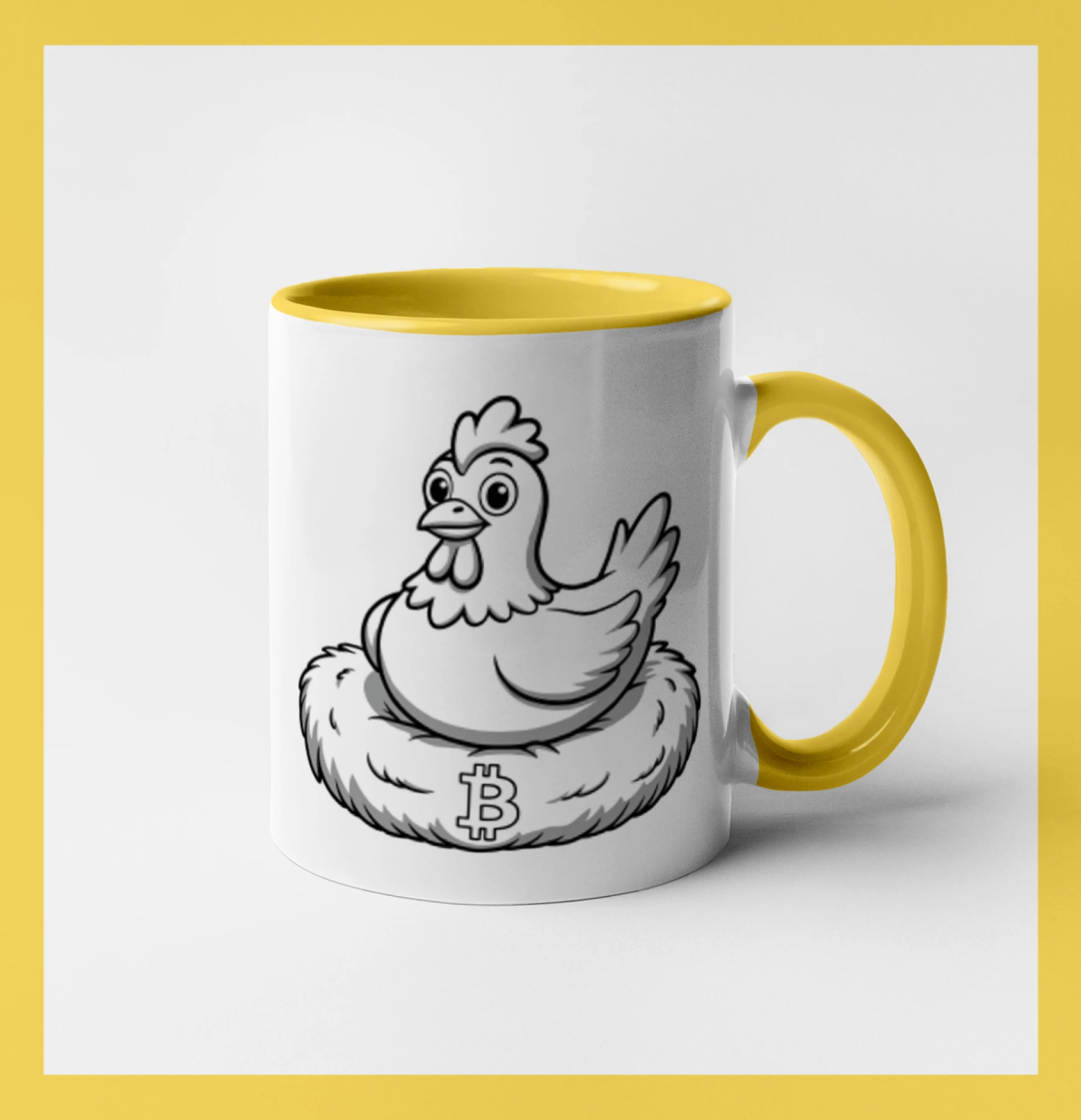 Kurča sediace na bitcoinovom hniezde