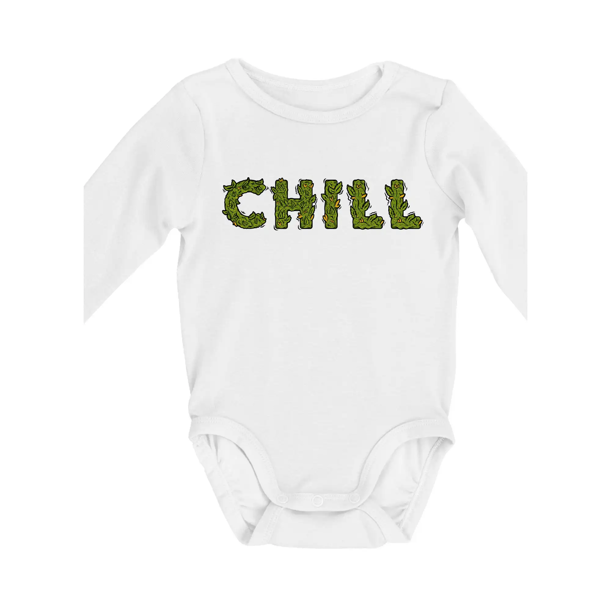 Tričká pre pohodový ľudí - Konopi nápis chill - Body dojčenské s dlhým rukávom