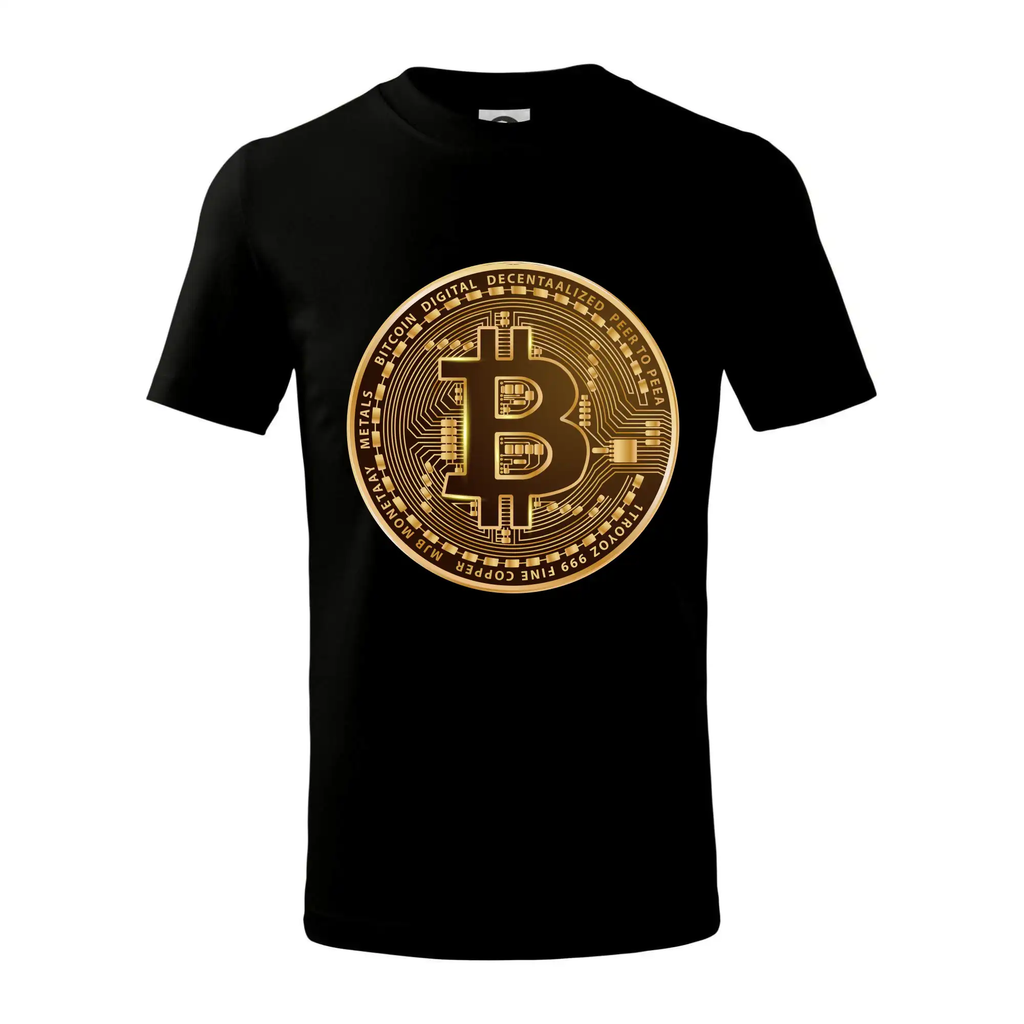 Bitcoin zlatá minca guľatá - Tričko detské bavlnené