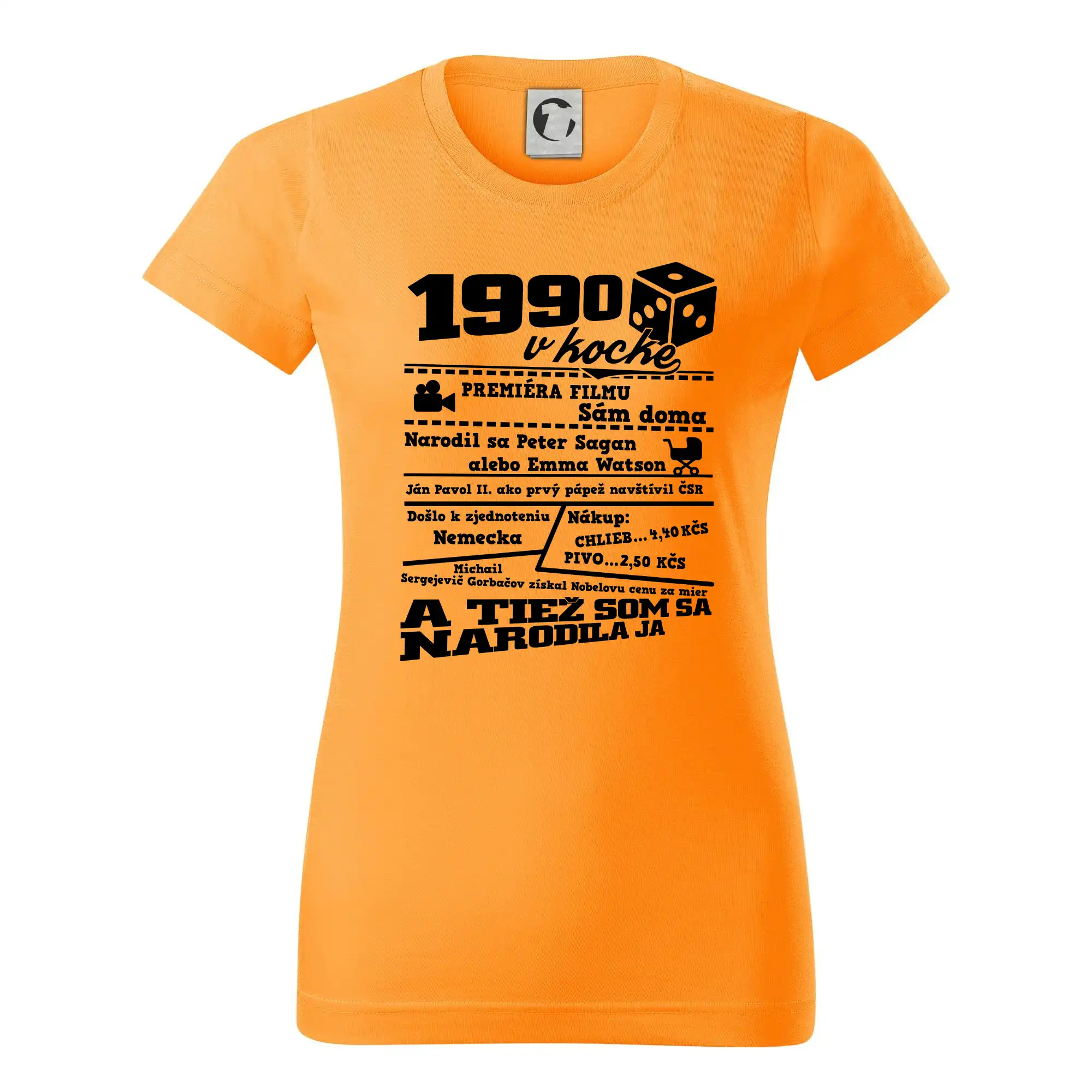 Trička s ročníkom 1990 - 1990 v kocke - Dámske tričko basic - ľahko voľnejšie a dlhšie