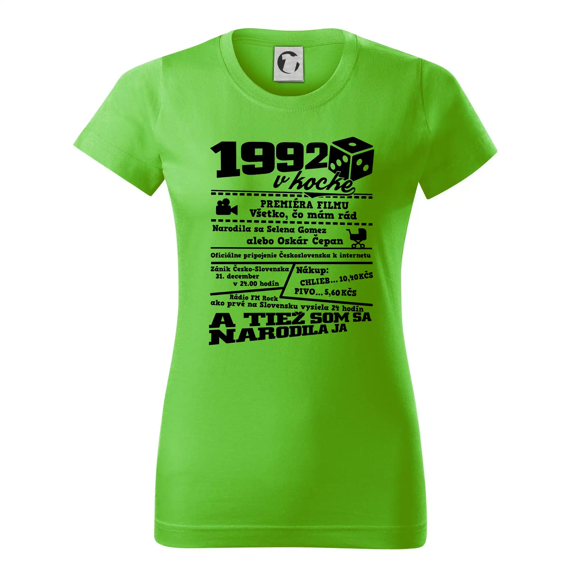 Trička s ročníkom 1992 - 1992 v kocke - Dámske tričko basic - ľahko voľnejšie a dlhšie
