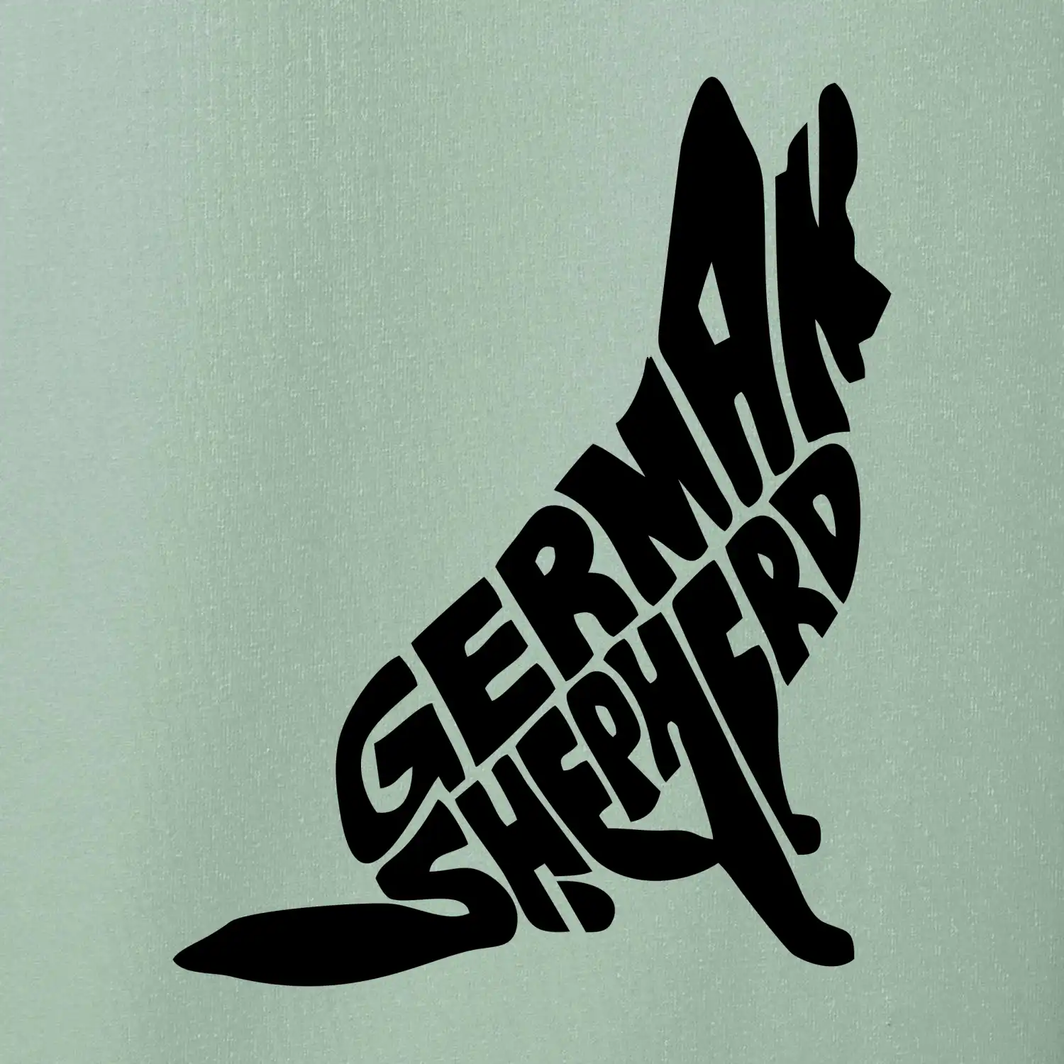 Německý ovčák sedící napis