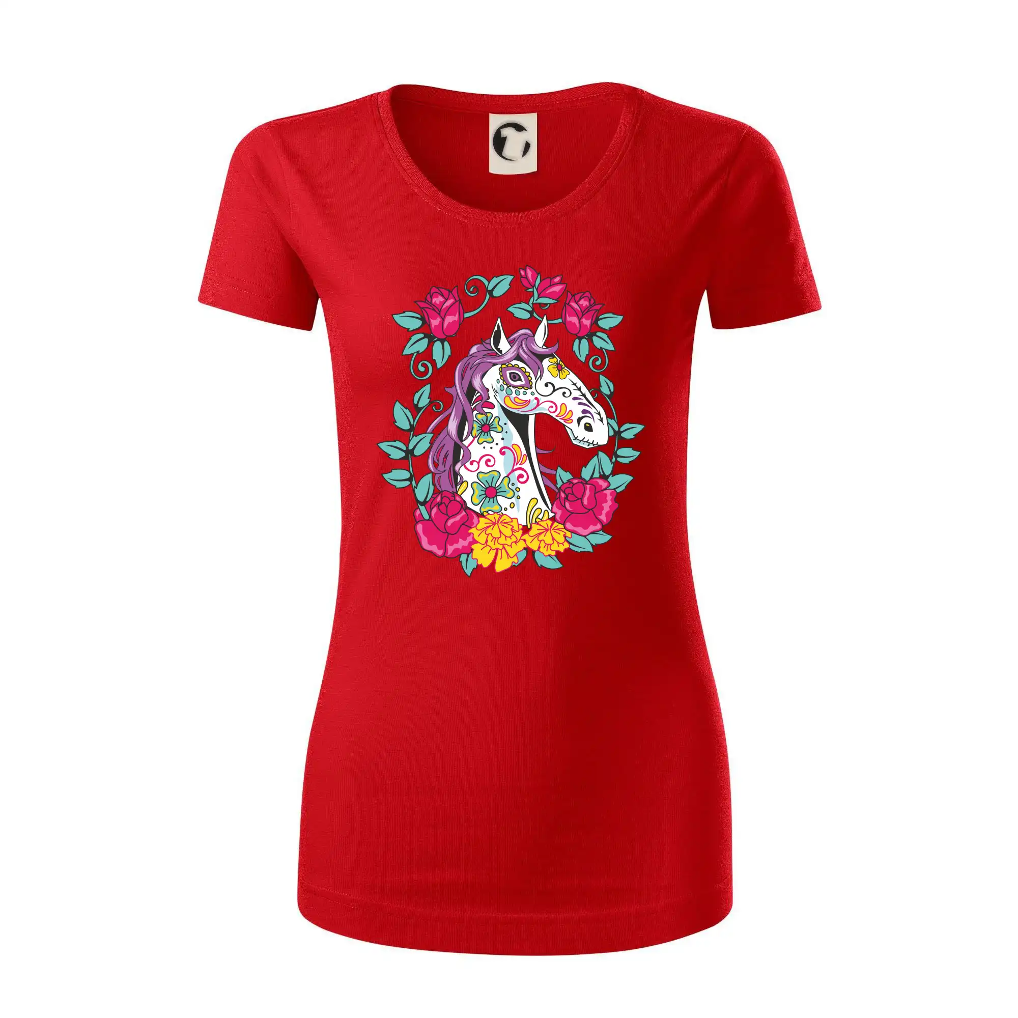 Kůň barevný s květinami