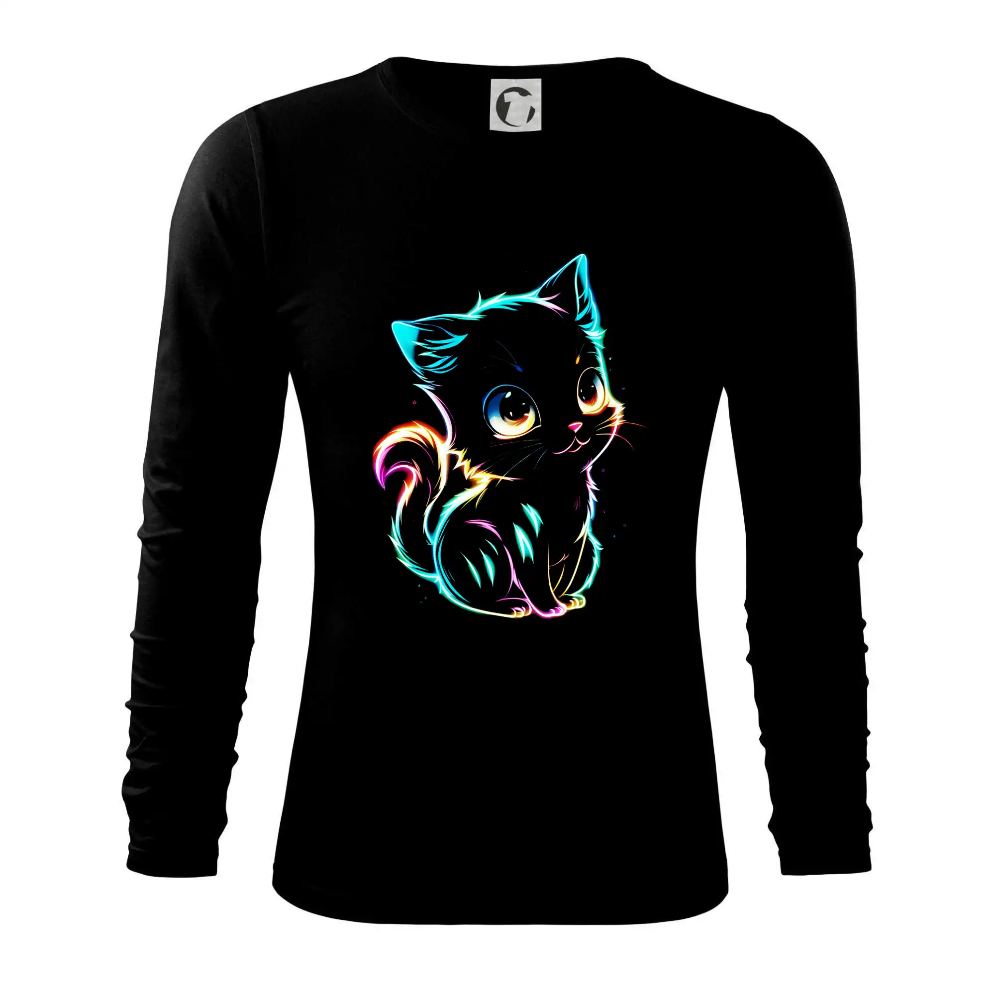 Vtipná tričká s mačkou - Svietivé mačiatko - Tričko s dlhým rukávom FIT-T long sleeve