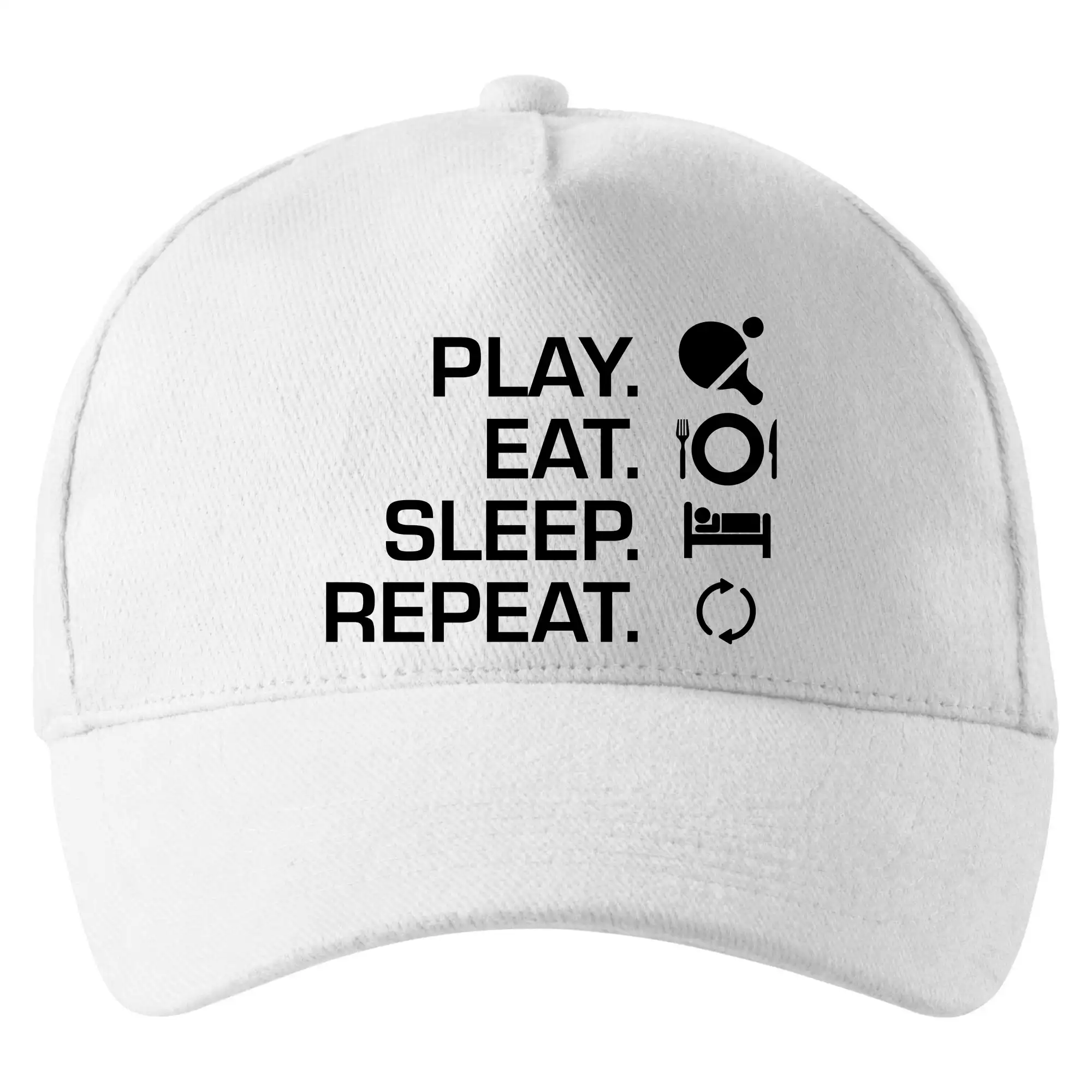 Vtipné tričká na stolný tenis - Stolný tenis - eat sleep - Šiltovka so zahnutým šiltom a mosaznou sponou
